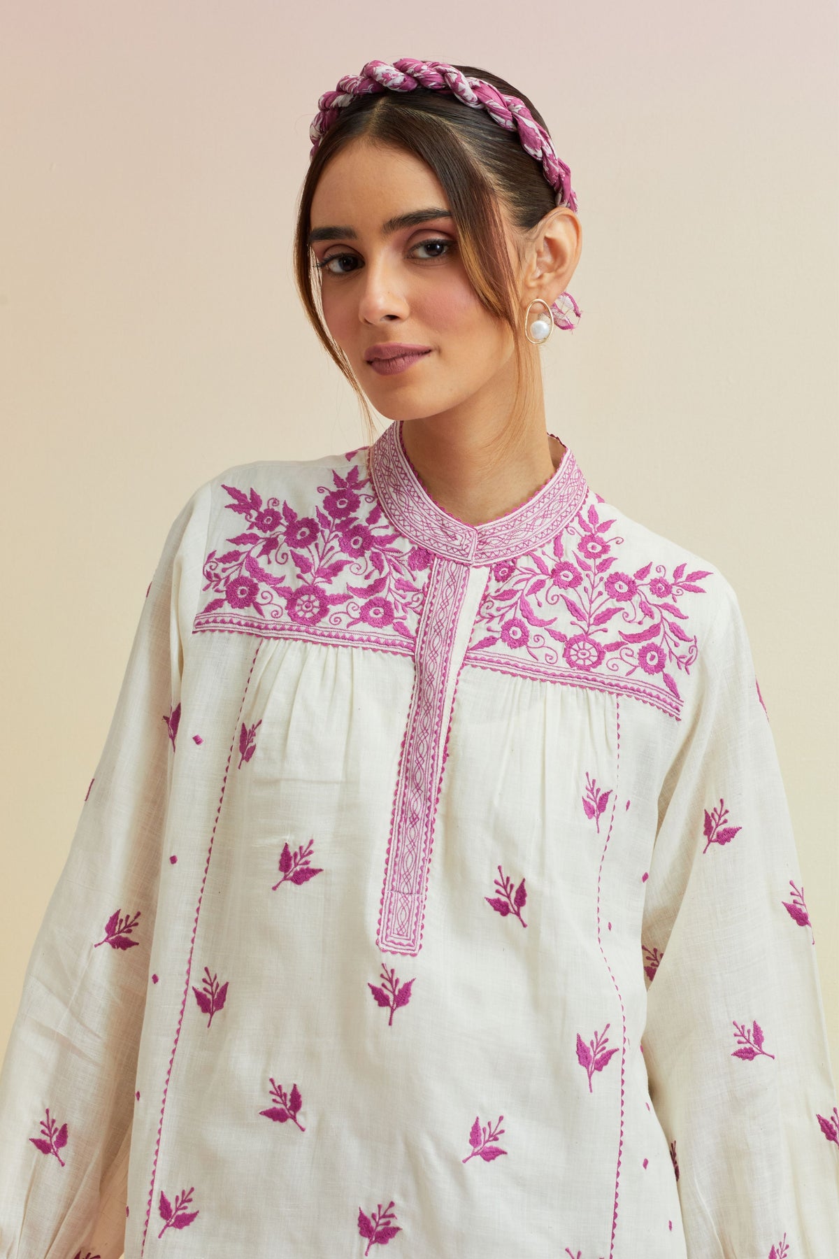 Orchid Pink Thread Embroidery Top