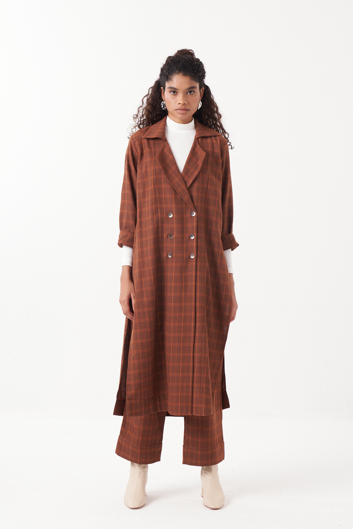 Overlap Kaftan Brown Check