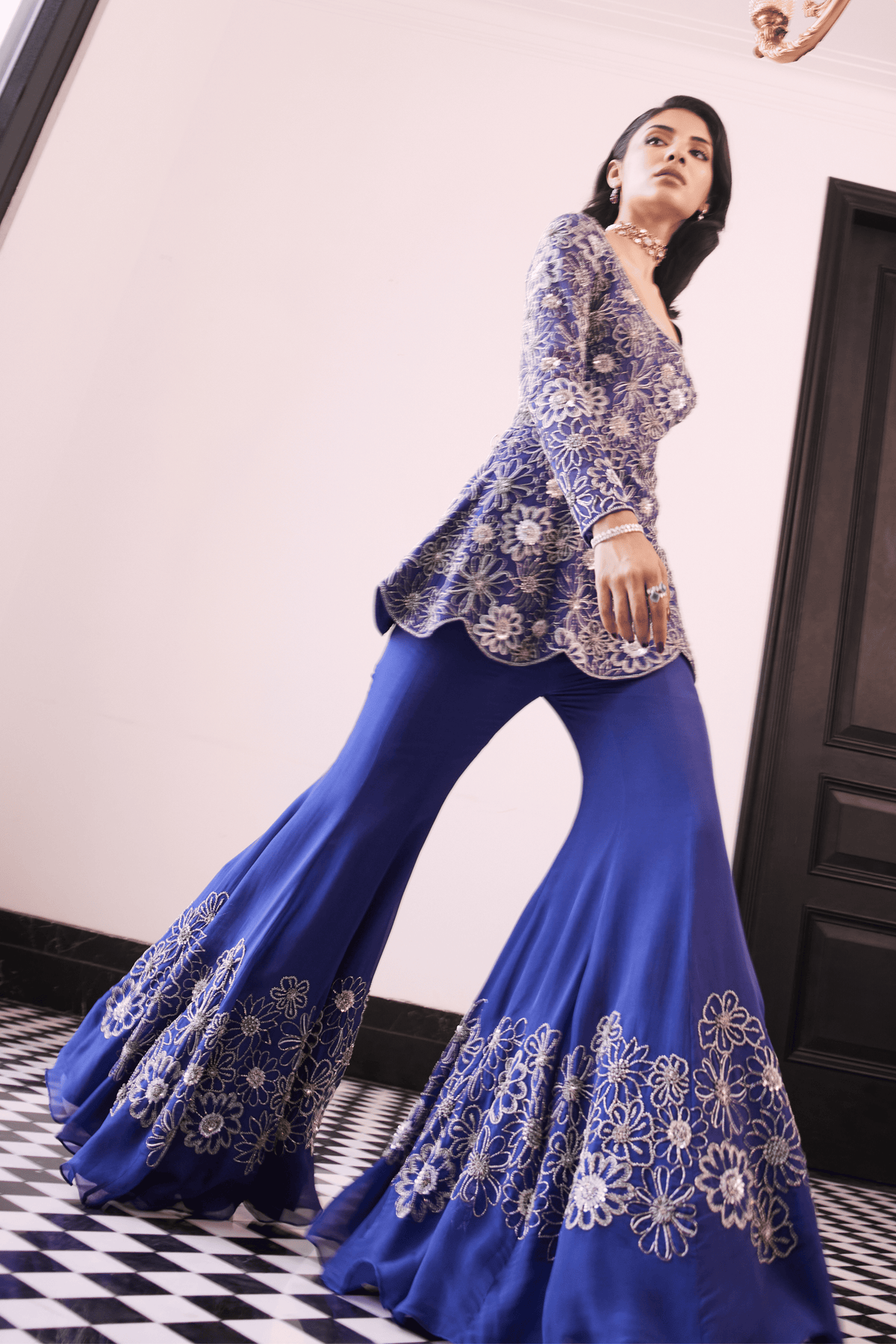 Faatin Peplum Kurts With Sharara