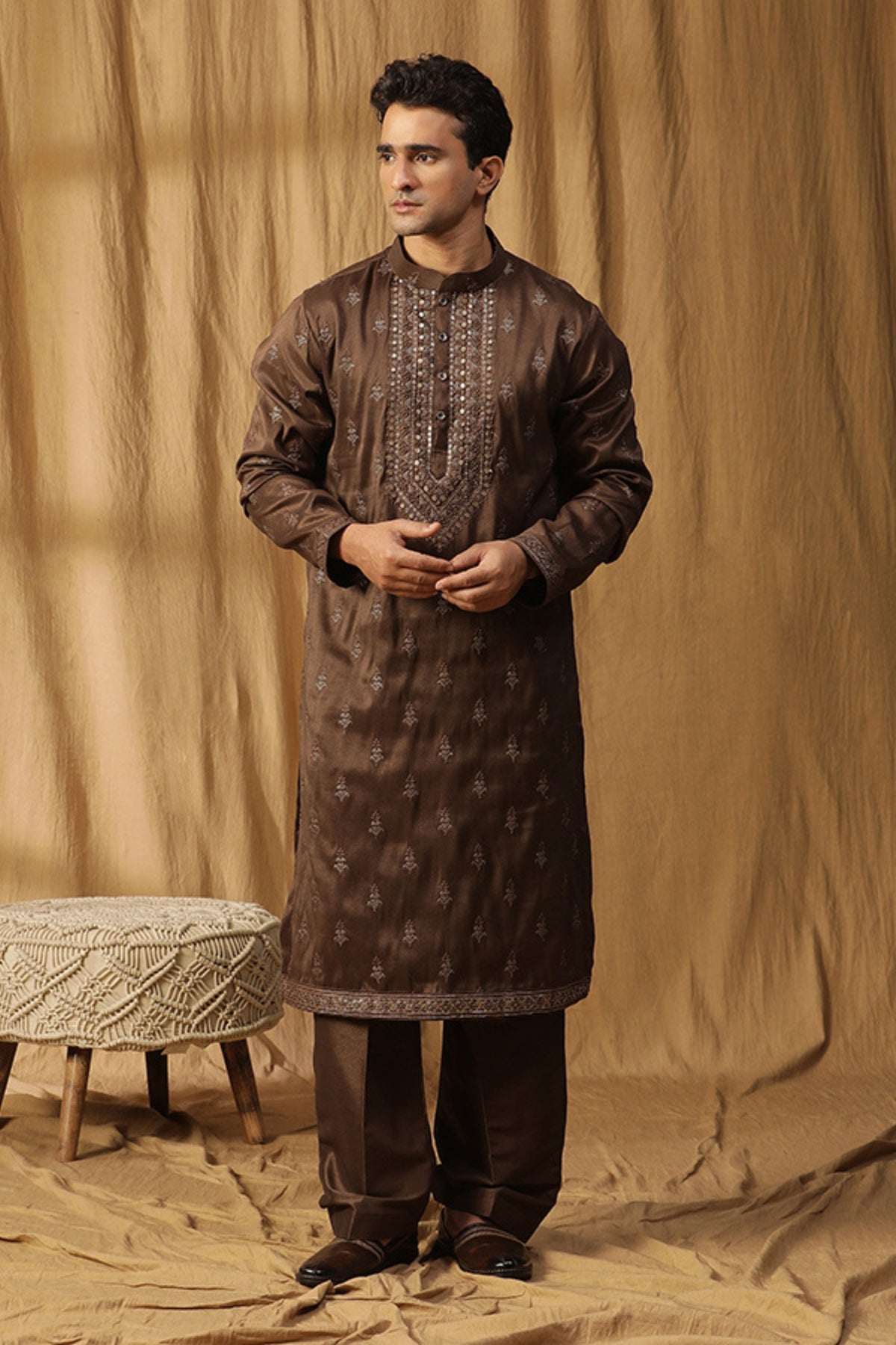 Brown Rooh Embroidery Kurta Set