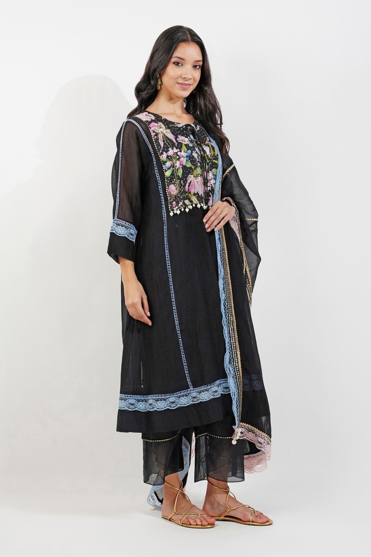 Summer Floral Panelled Kurta Set