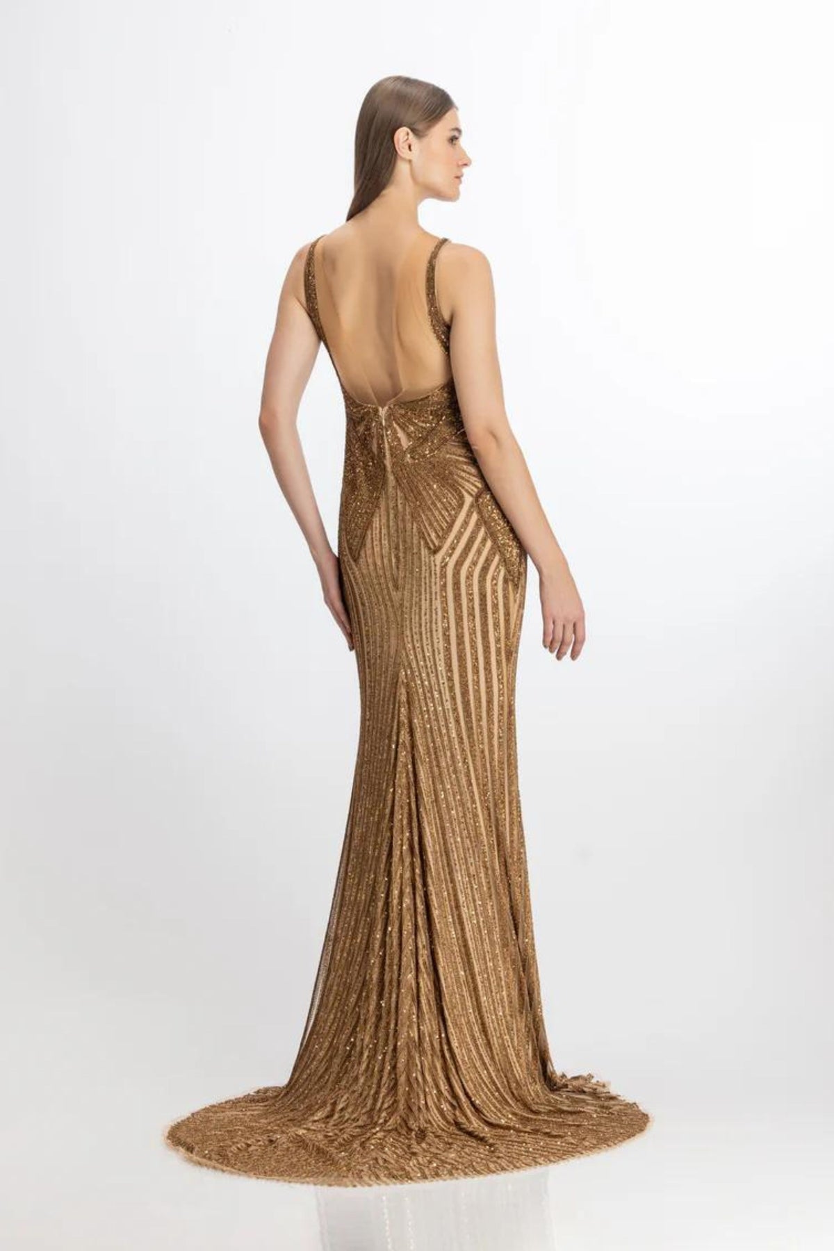 Antique gold sheath fit gown