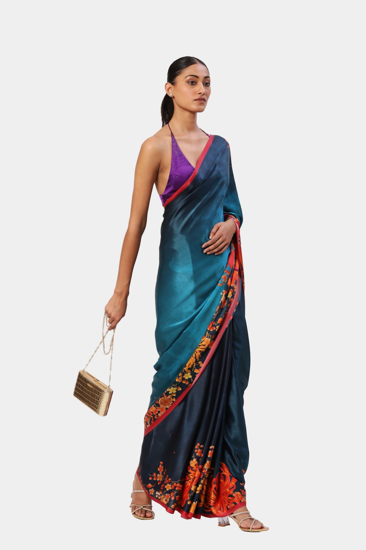 The Blue Printed Breach Candy Saree