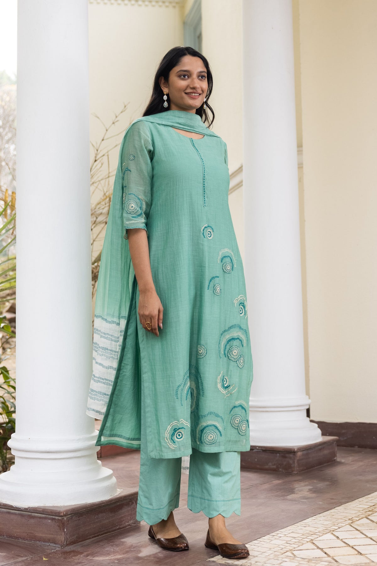 Mint Embroidered Kurta Set