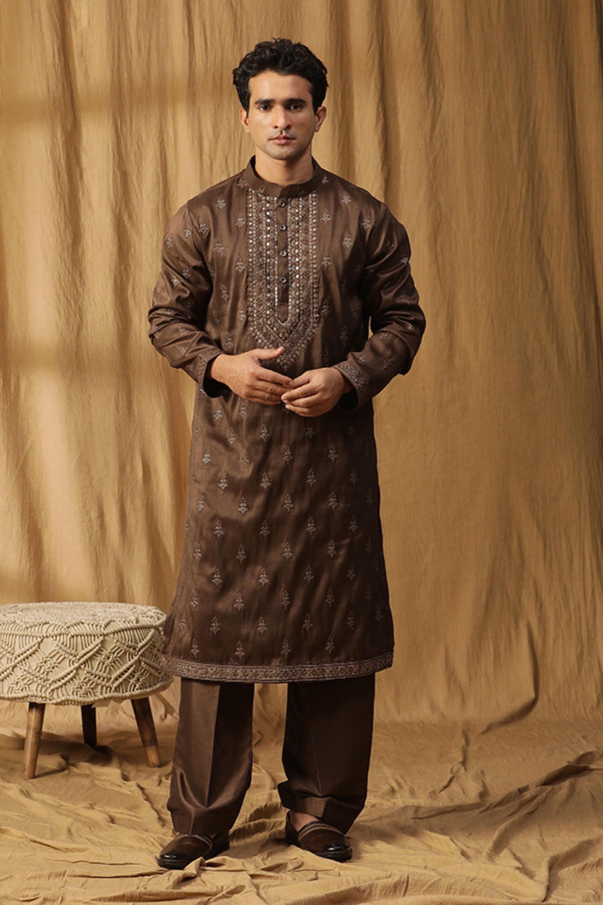 Brown Rooh Embroidery Kurta Set