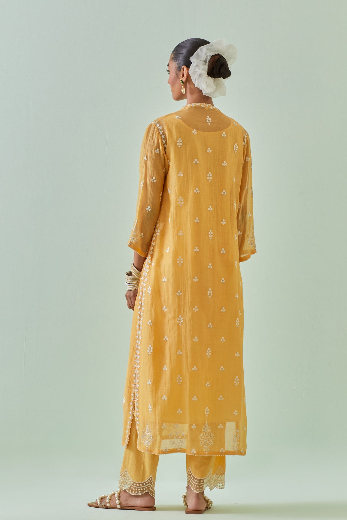 Yellow Boota Embroidered Kurta Set