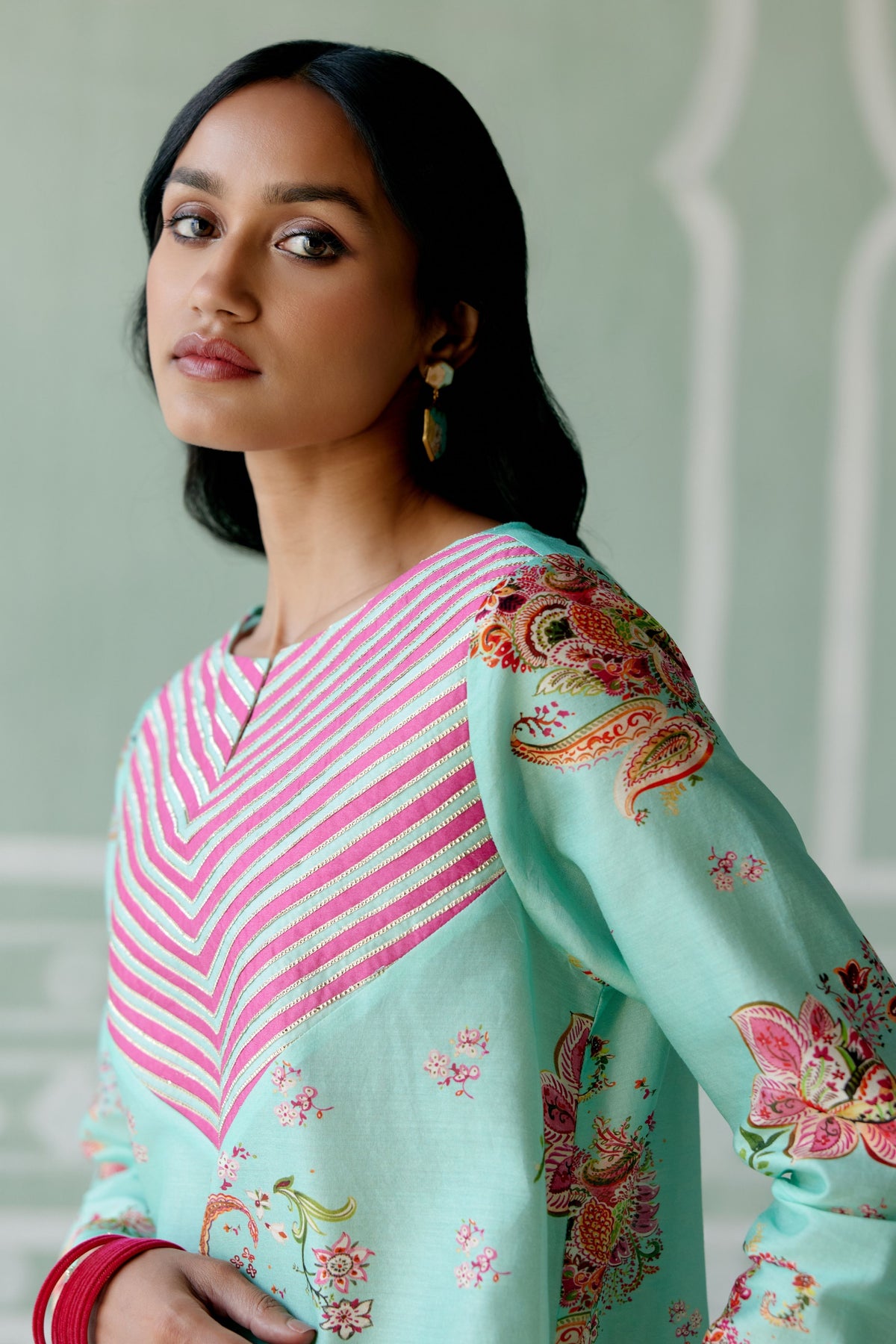 Mint &amp; Fuschia Kurta Set