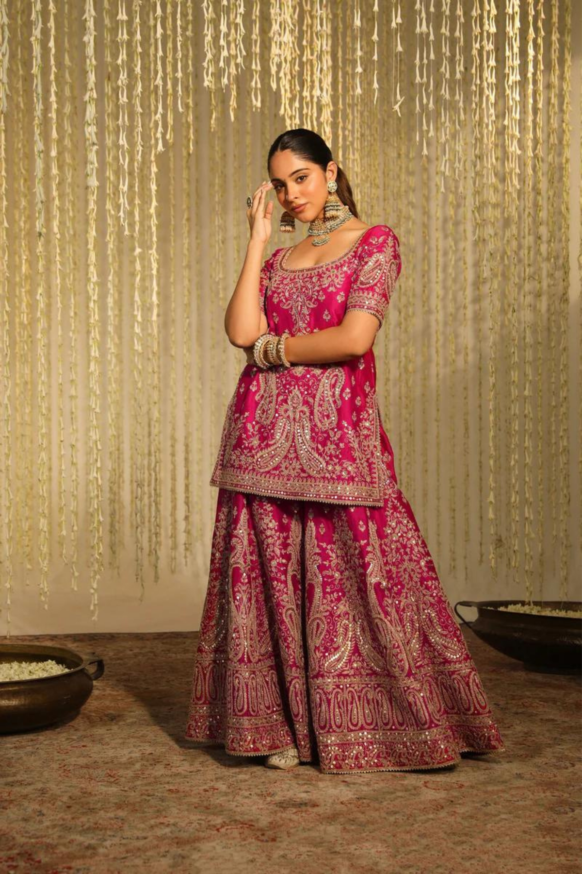 Mazneen Hotpink Sharara Set