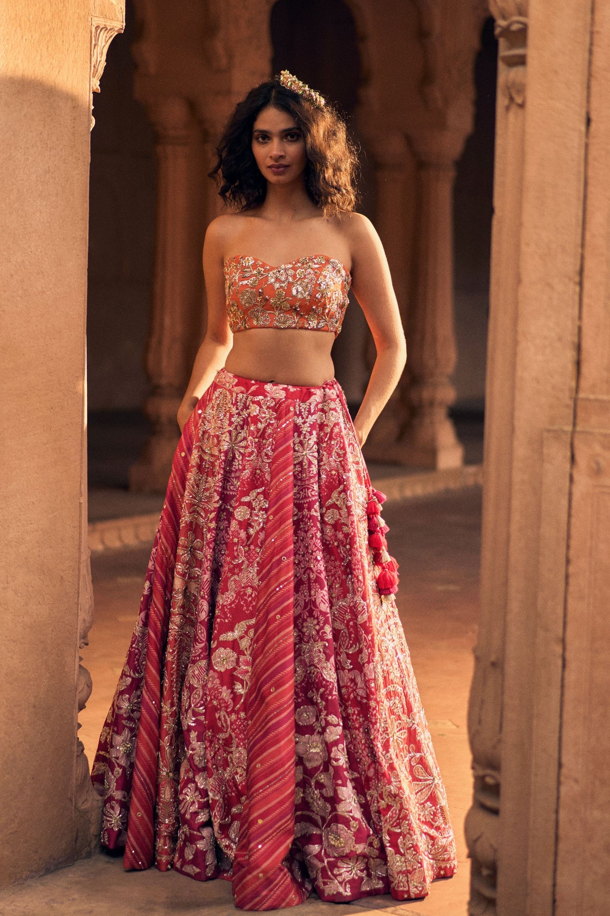 Pink Multi-tone Lehenga Set