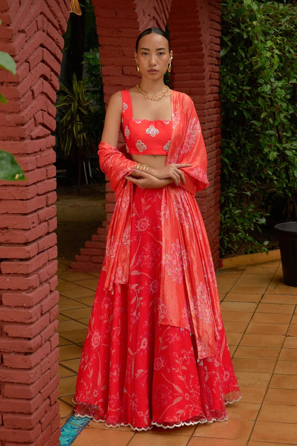 Coral Lehenga Set