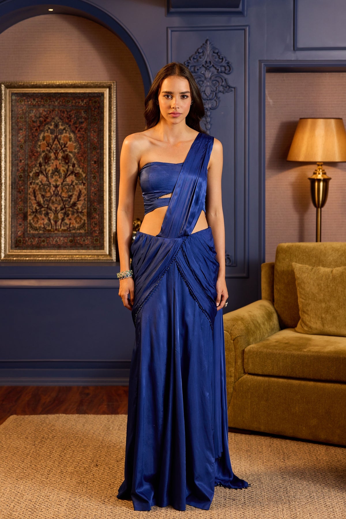 Electric Blue Stitched Saree