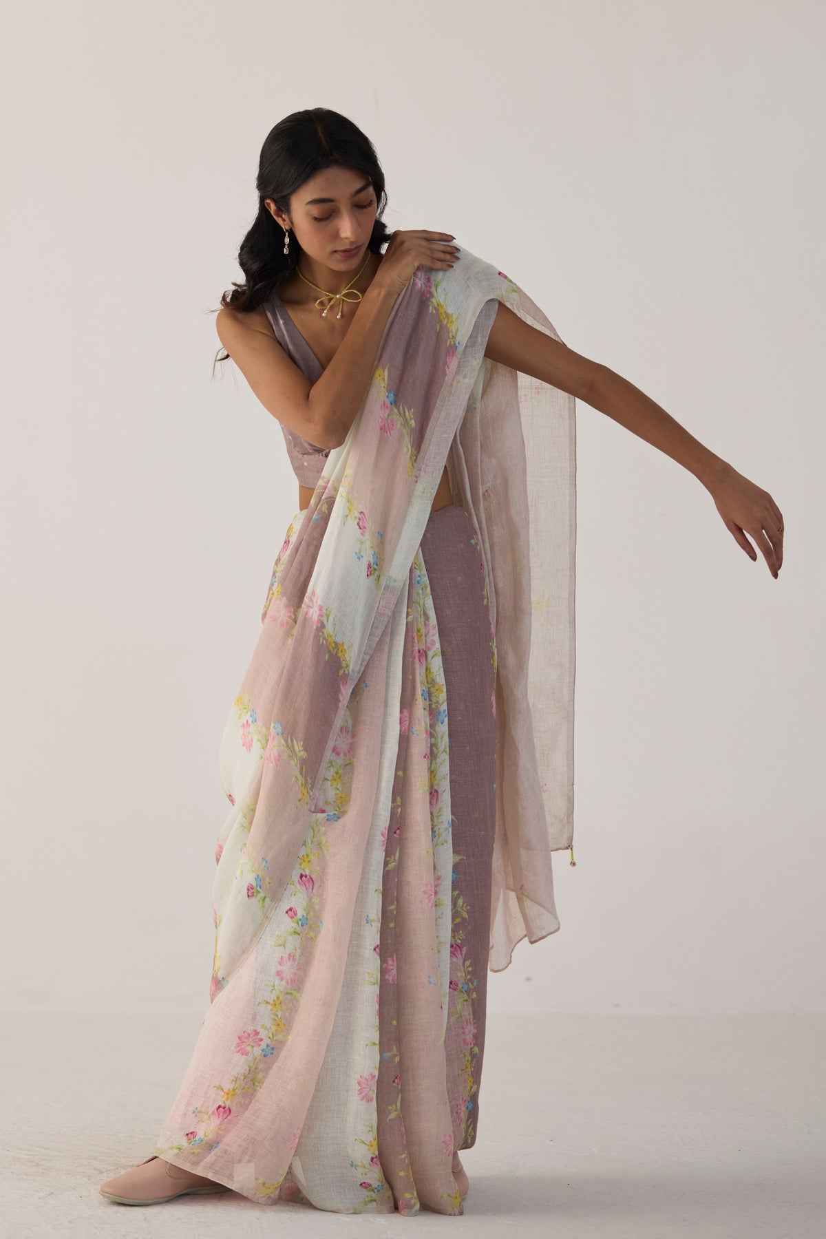 Meander Brown Sari