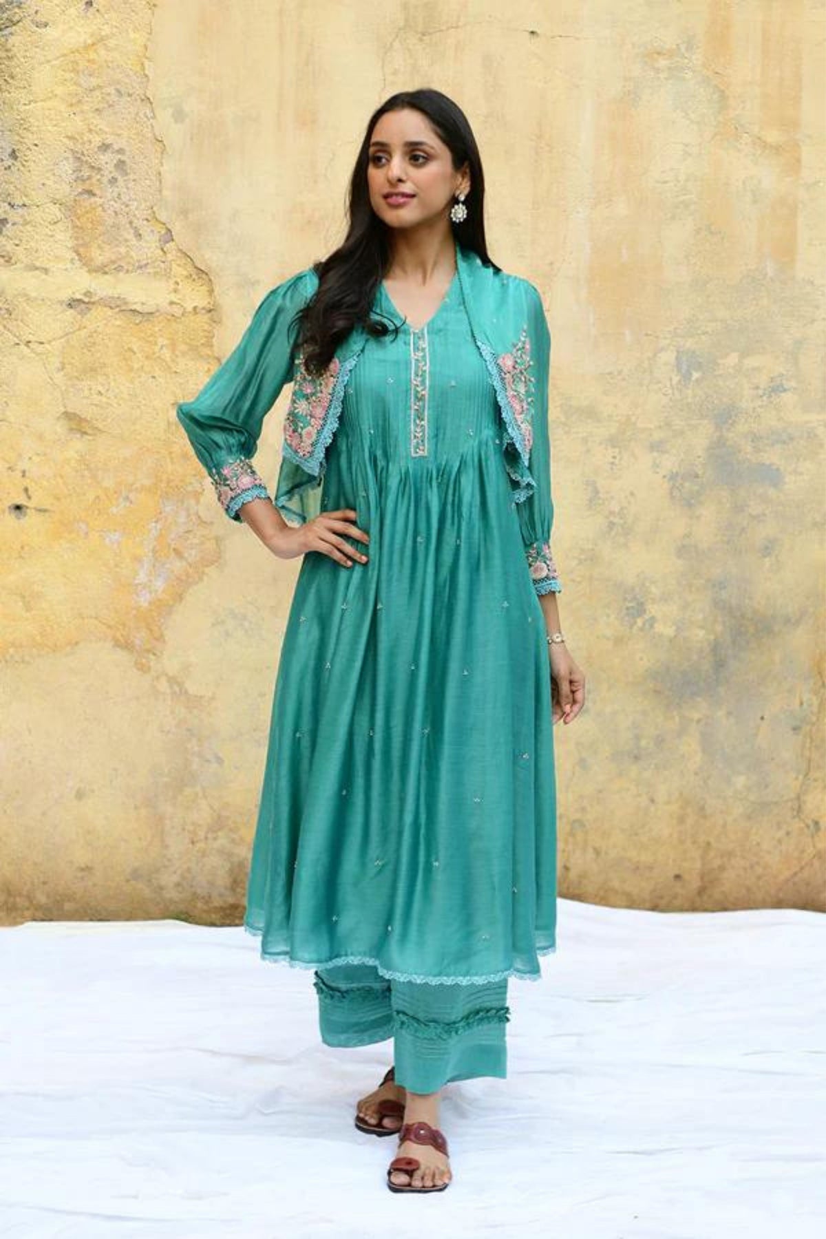 Blue Mystic Knot Jacket Kurta Set