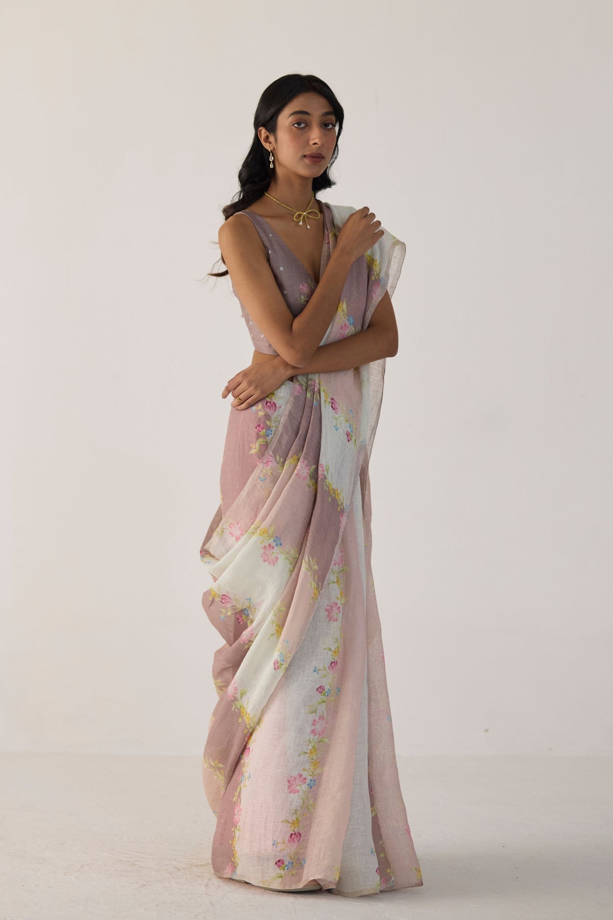 Meander Brown Sari