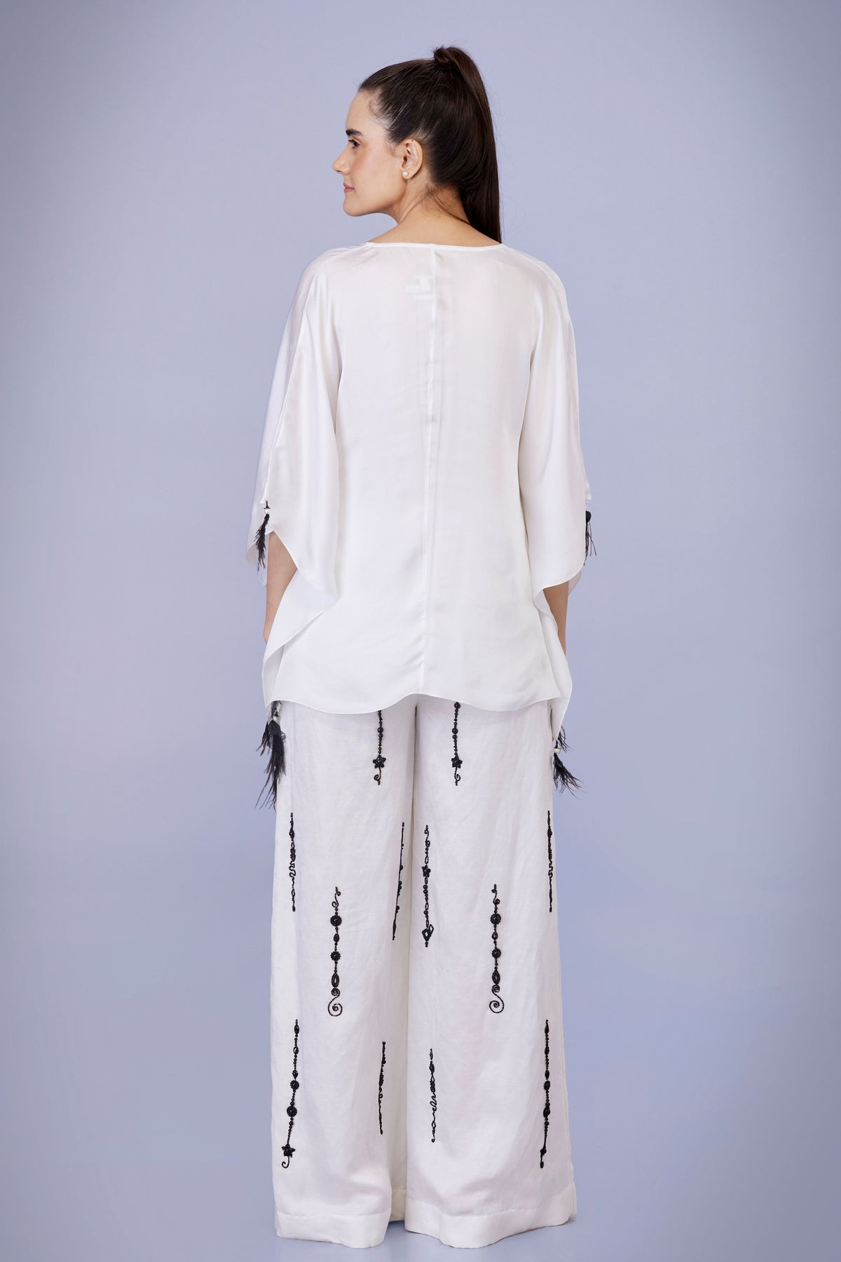 Ivory Plain Draped Kaftan