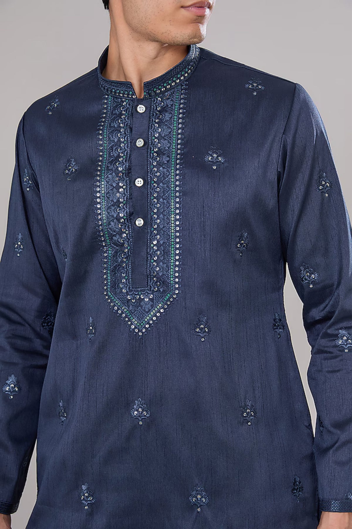 Royal Blue Embroidered Kurta Set