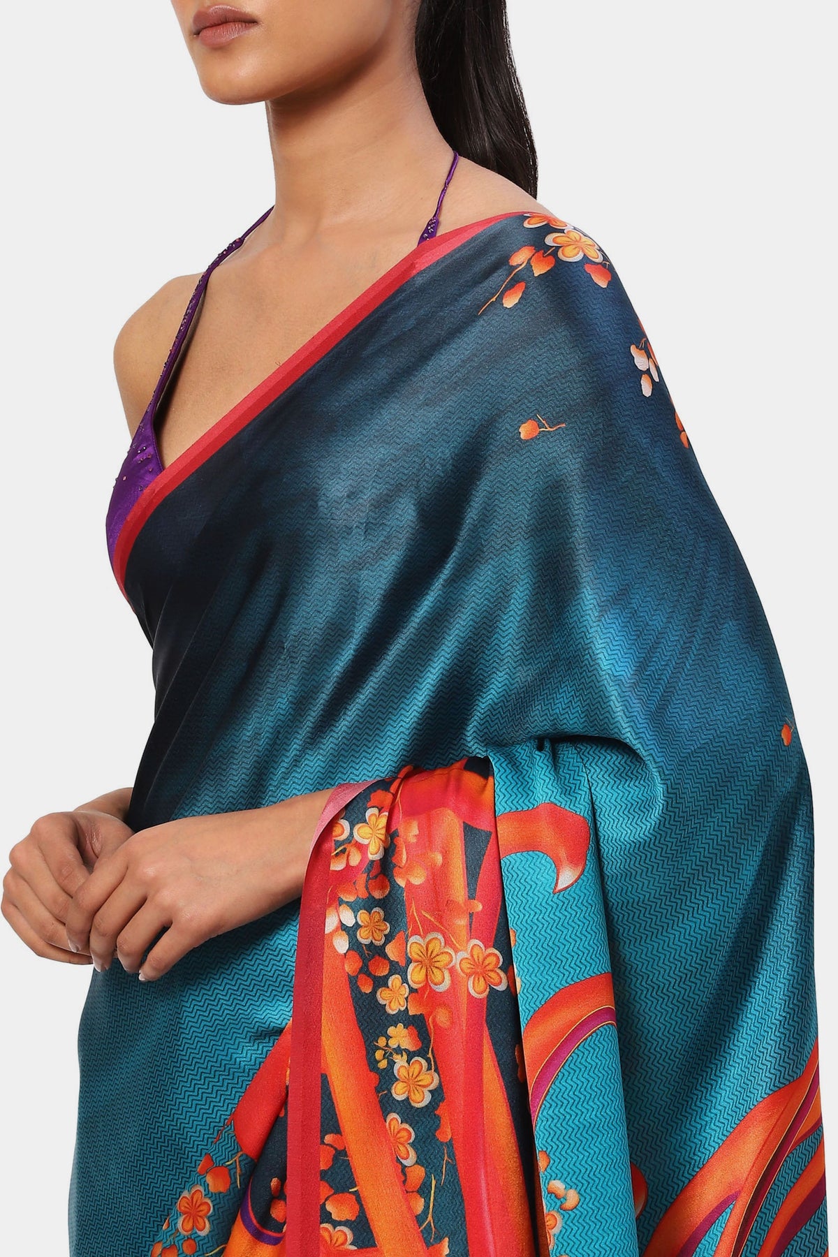 The Blue Printed Breach Candy Saree