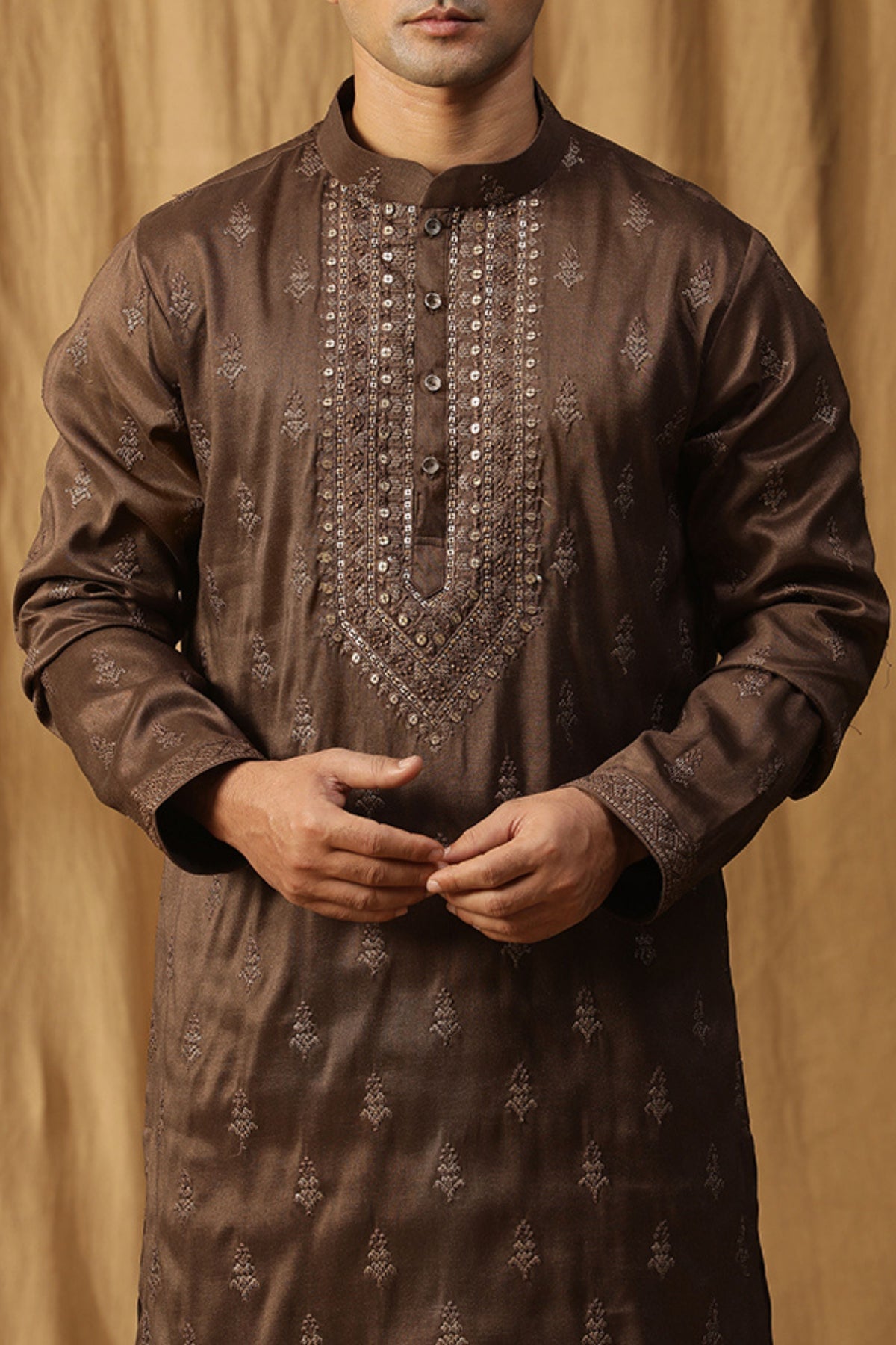 Brown Rooh Embroidery Kurta Set