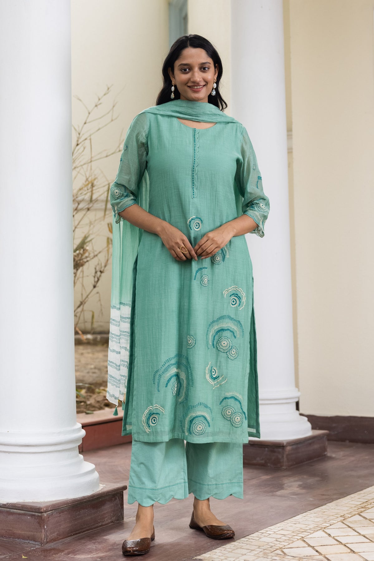 Mint Embroidered Kurta Set