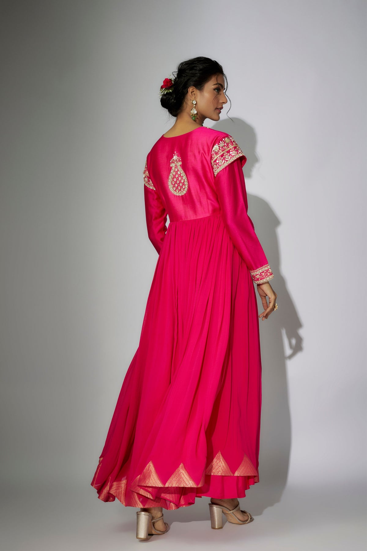 Pink Embroidered Anarkali Set