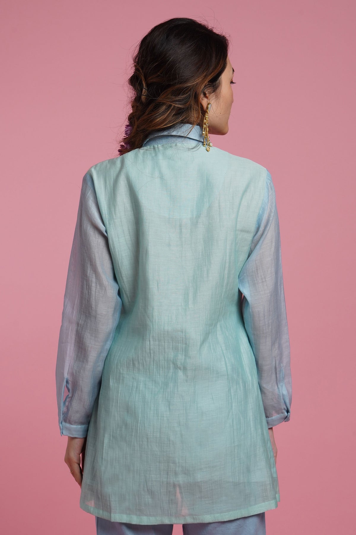 Blue Mul Chanderi Shirt