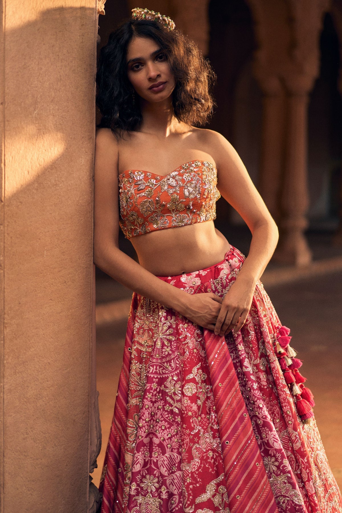 Pink Multi-tone Lehenga Set