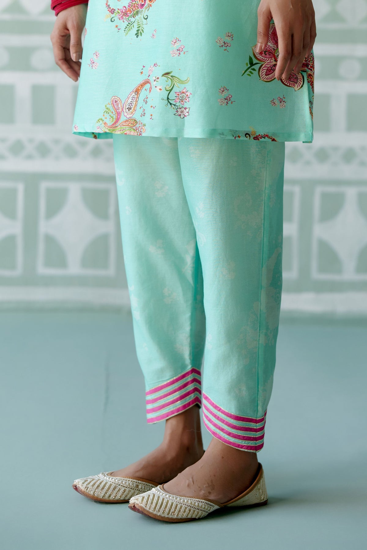 Mint &amp; Fuschia Kurta Set