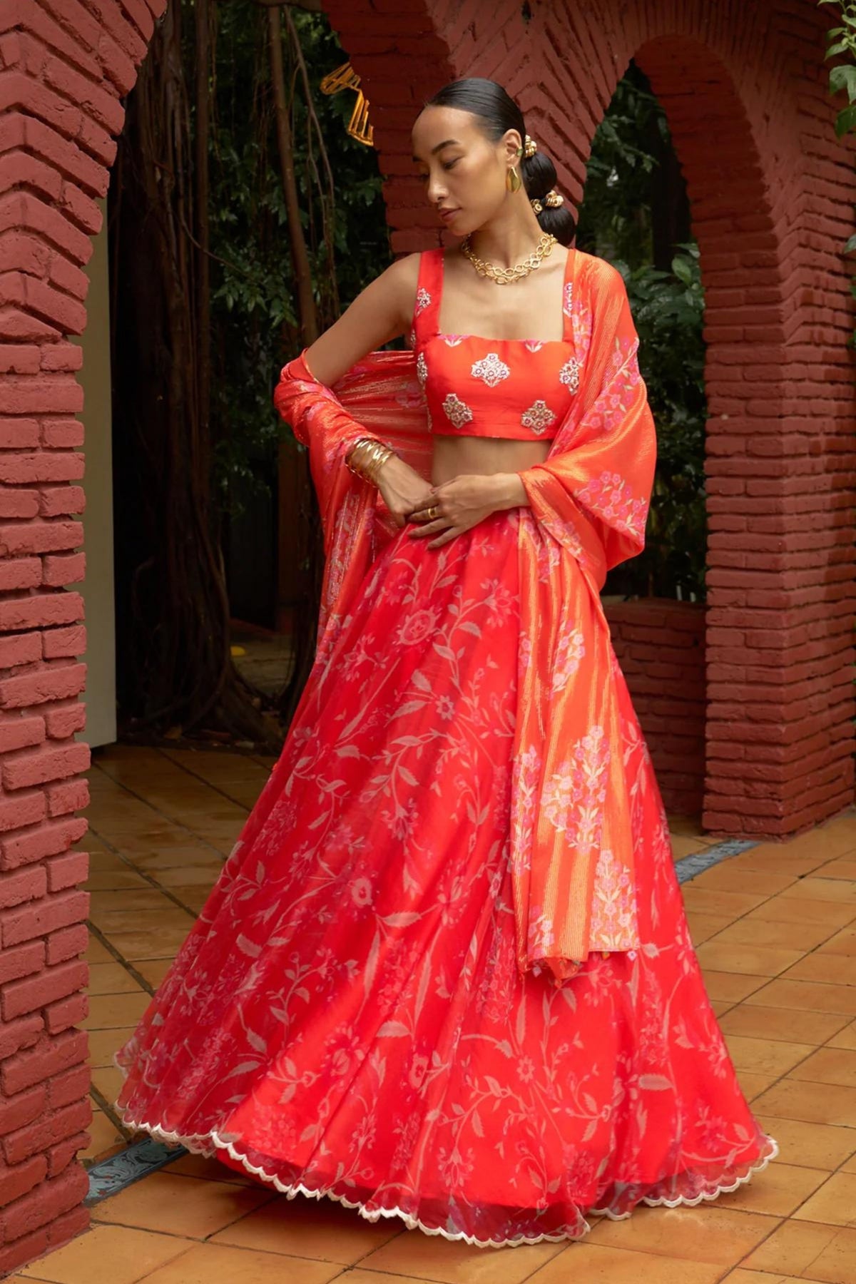 Coral Lehenga Set