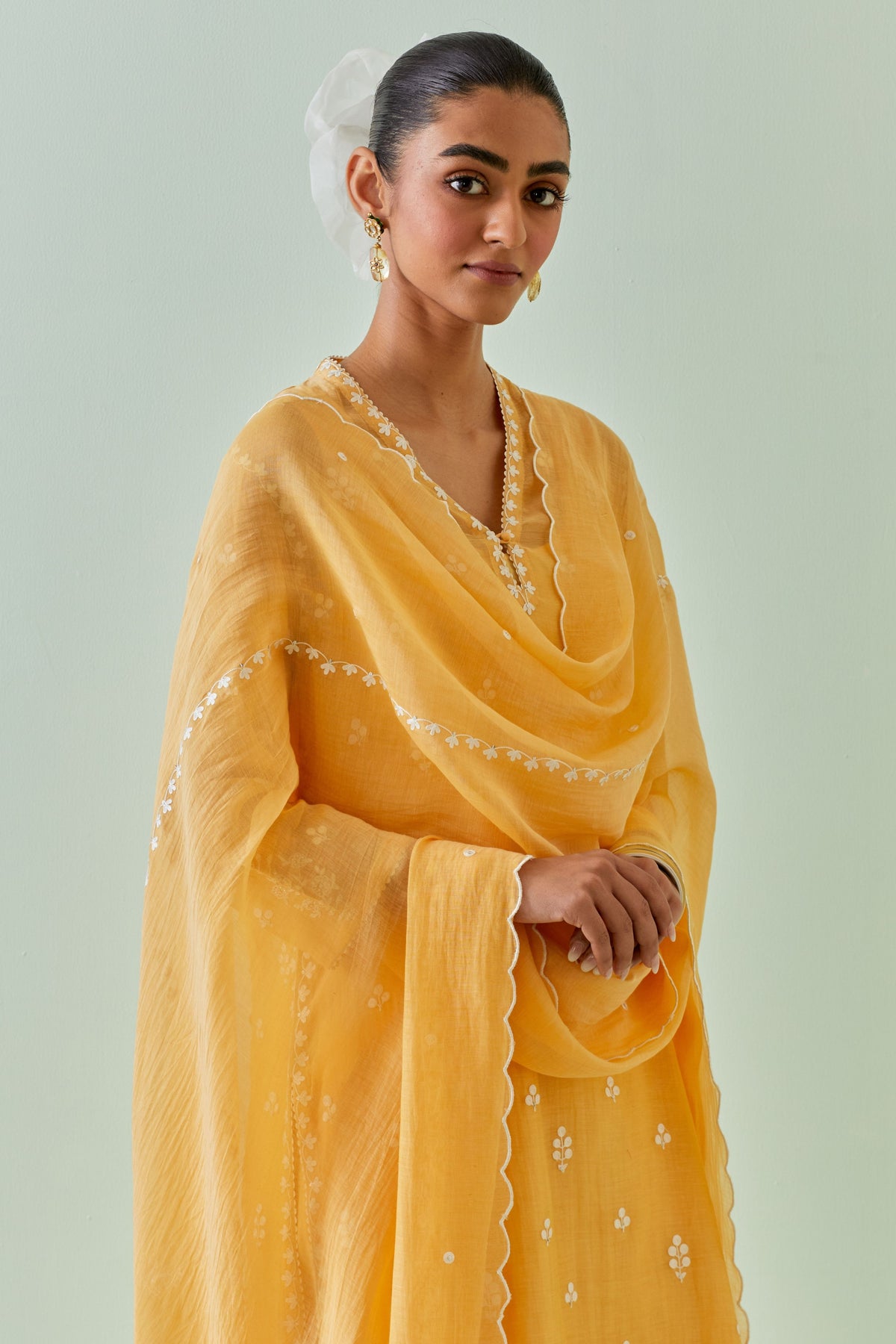 Yellow Boota Embroidered Kurta Set