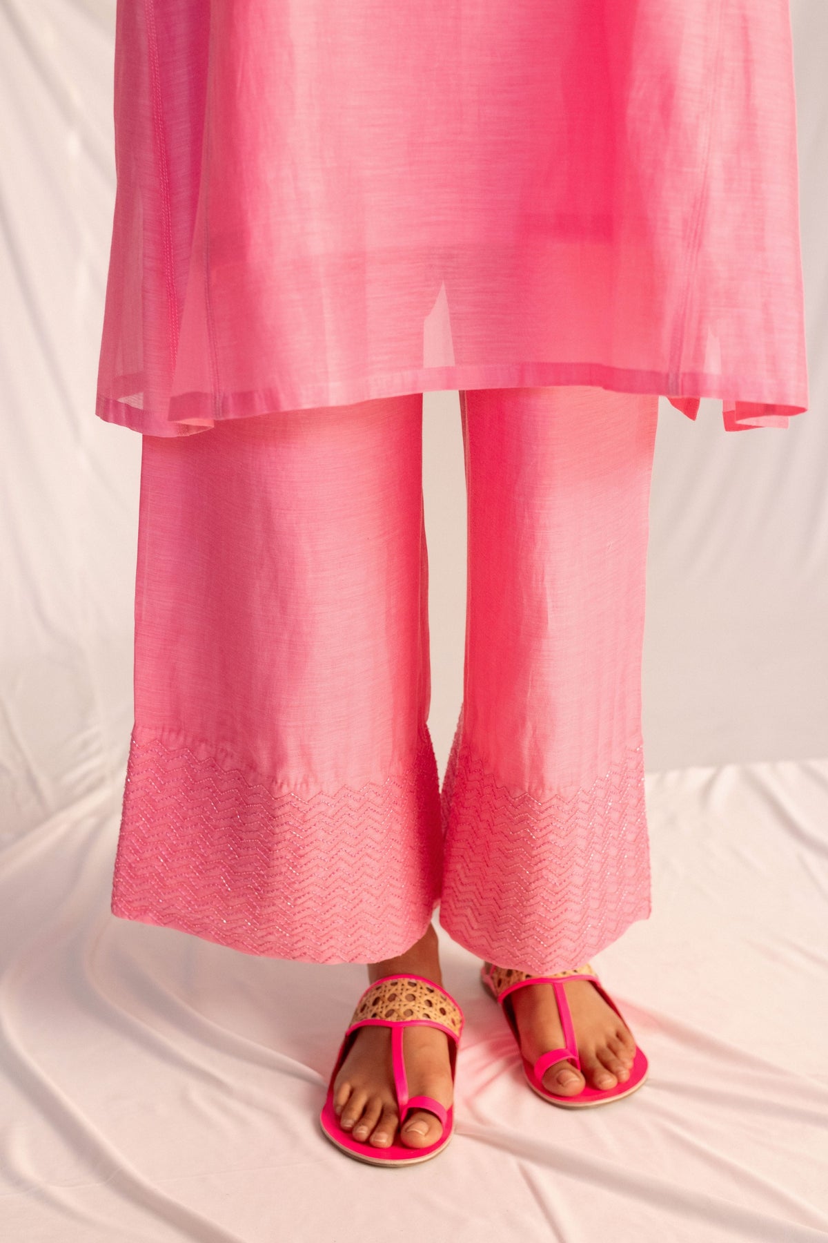 Pink Embroidered Tunic Set