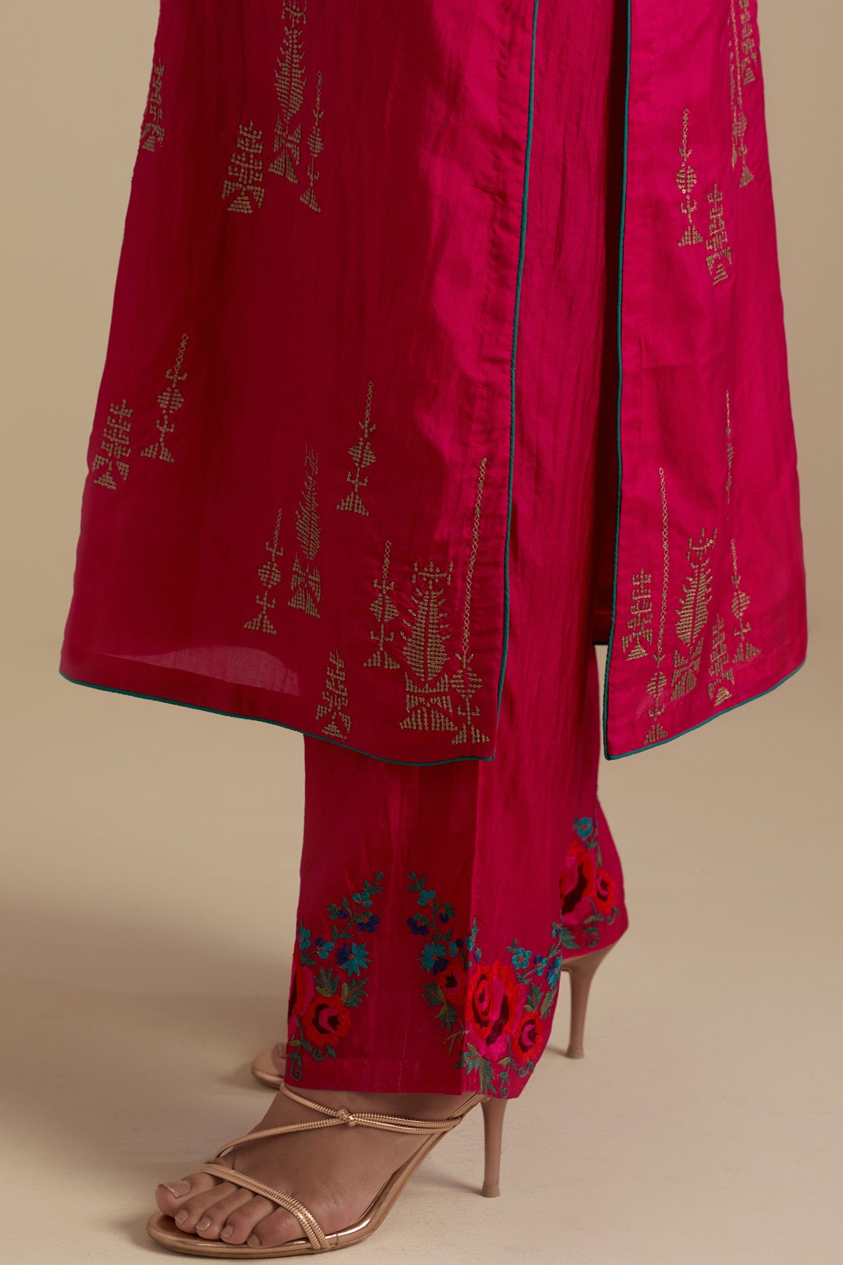 Fuchsia Silk Kurta Set