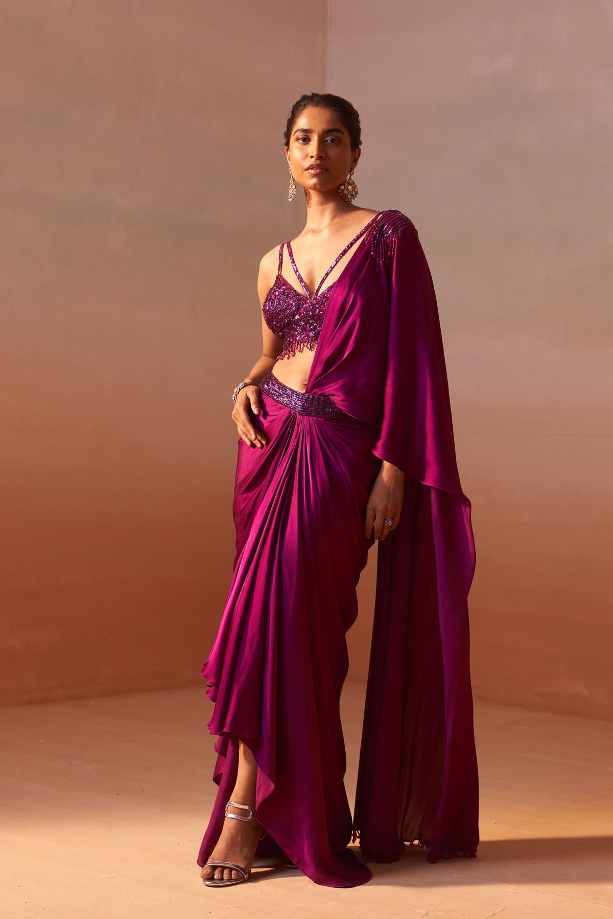 Purple Draped Saree