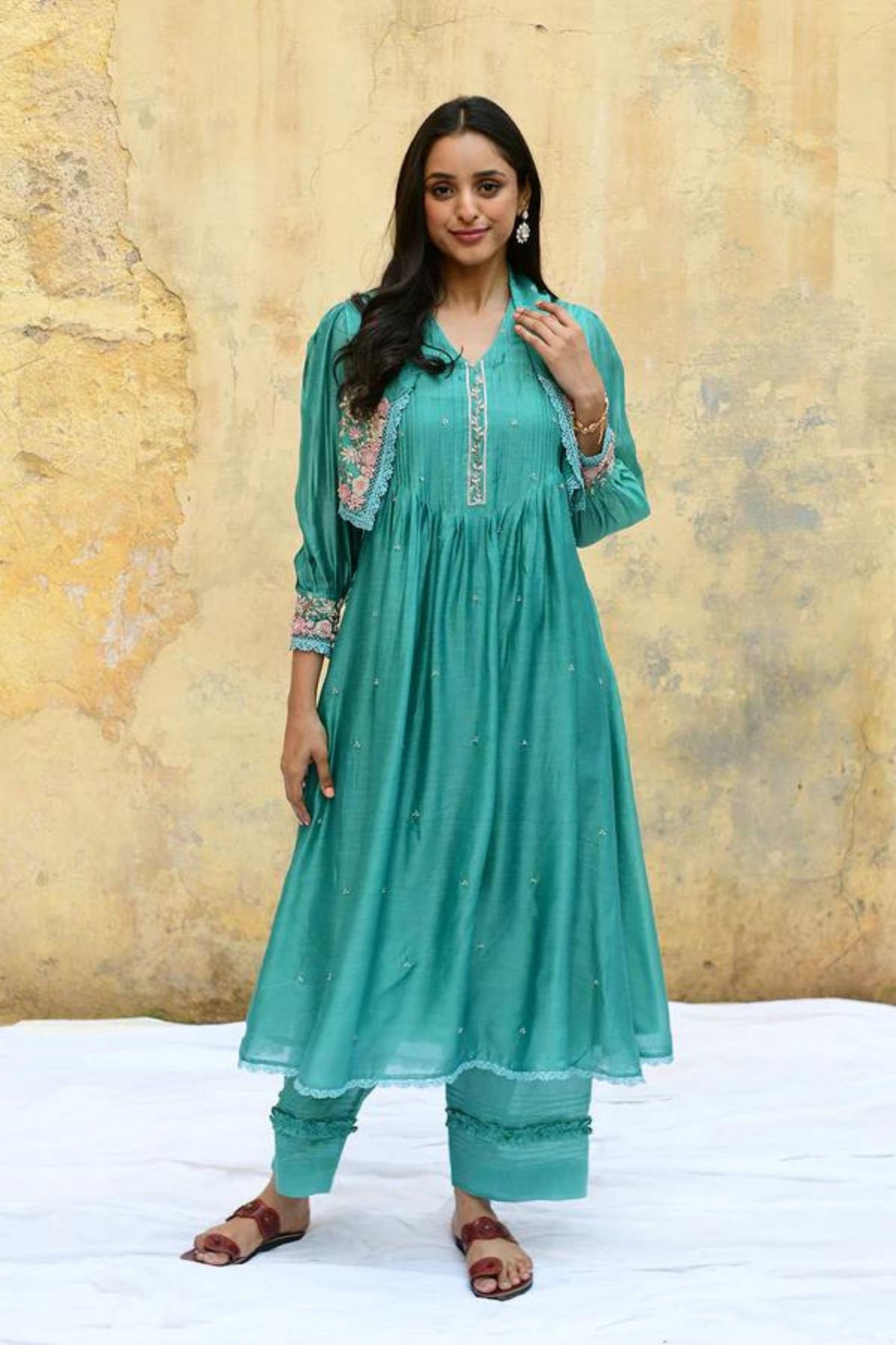 Blue Mystic Knot Jacket Kurta Set