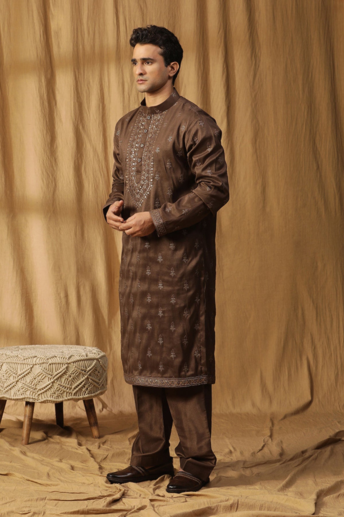 Brown Rooh Embroidery Kurta Set