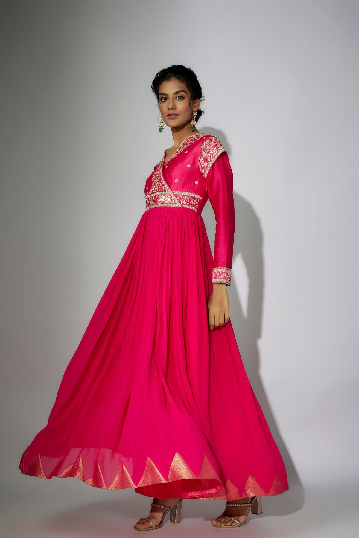 Pink Embroidered Anarkali Set