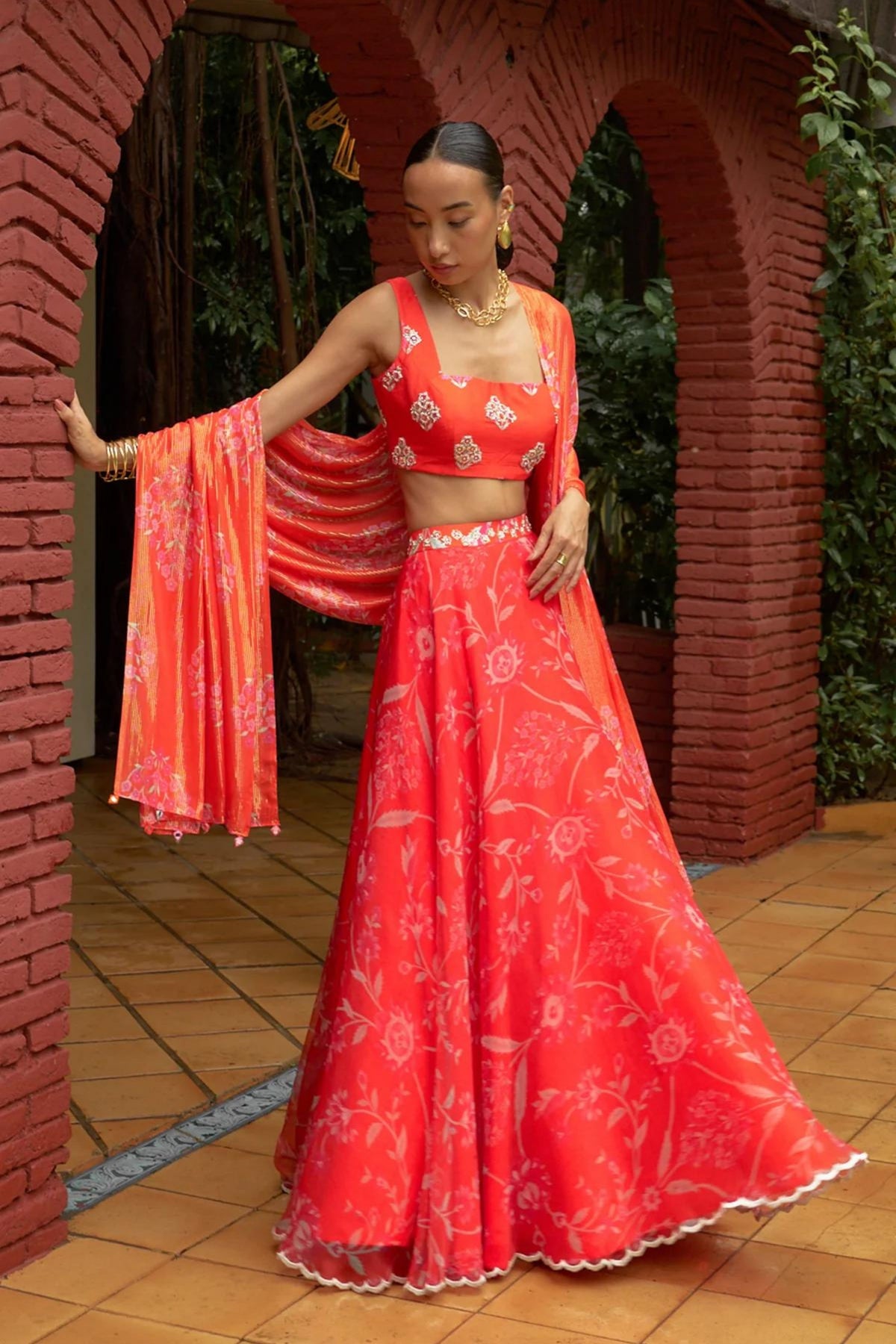 Coral Lehenga Set