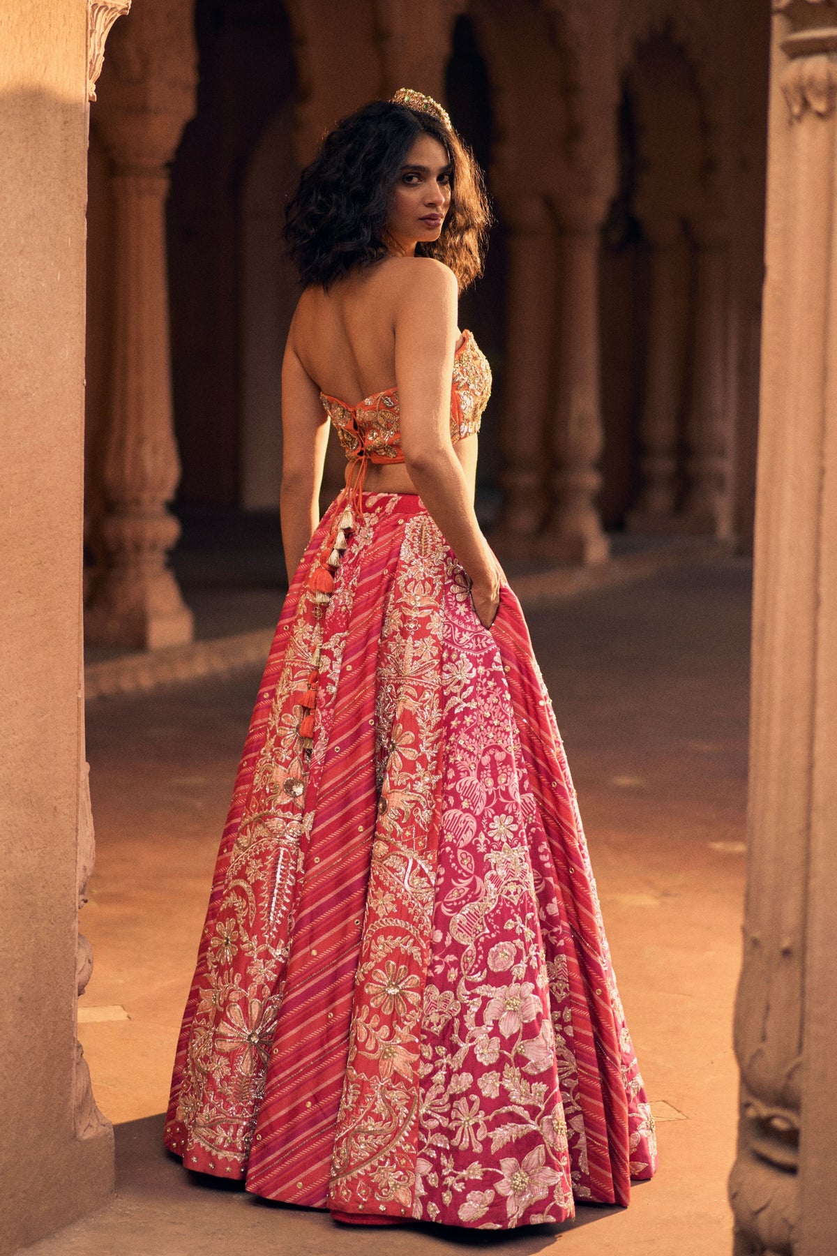 Pink Multi-tone Lehenga Set