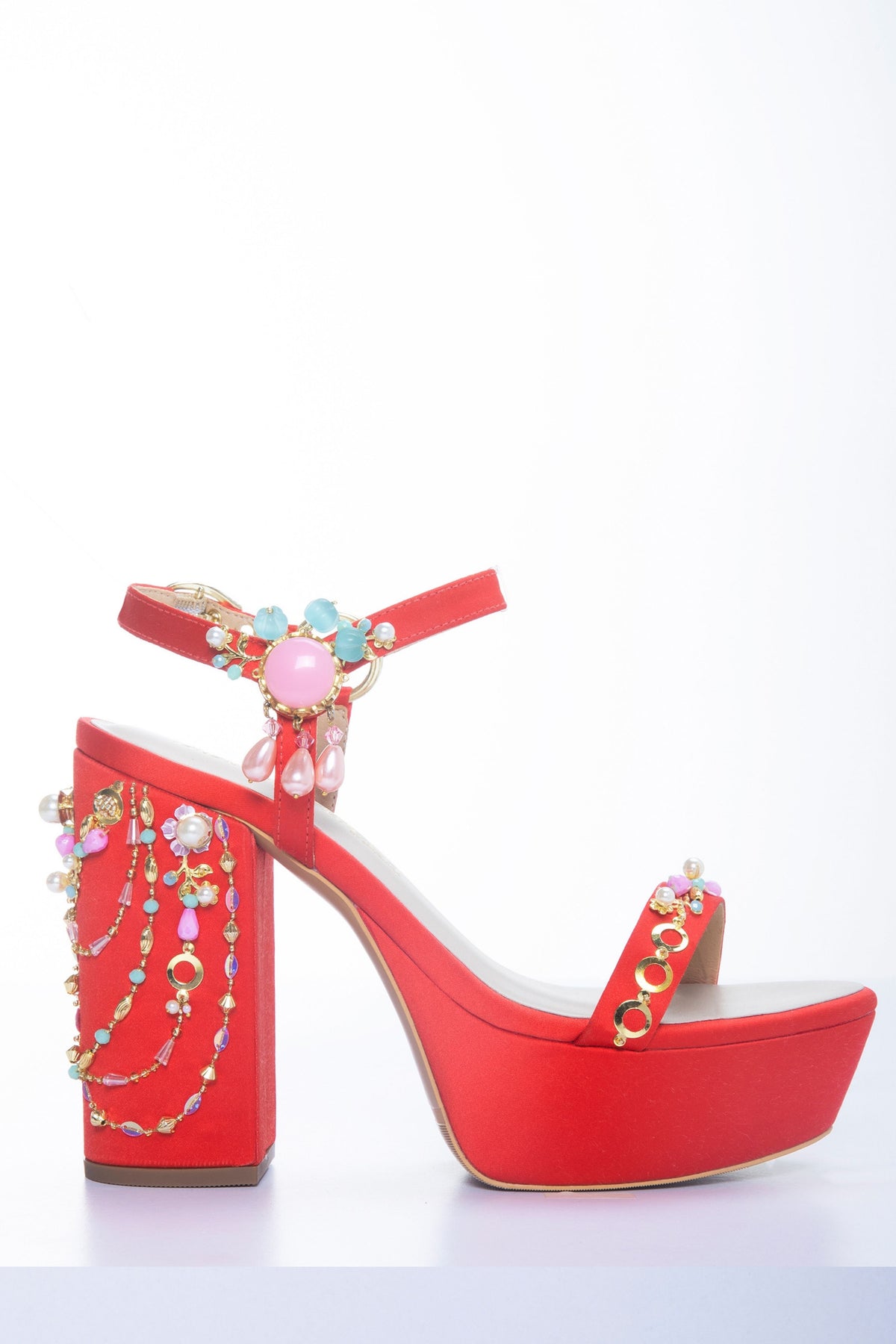 Ruby Rush - Red Platform Block Heels