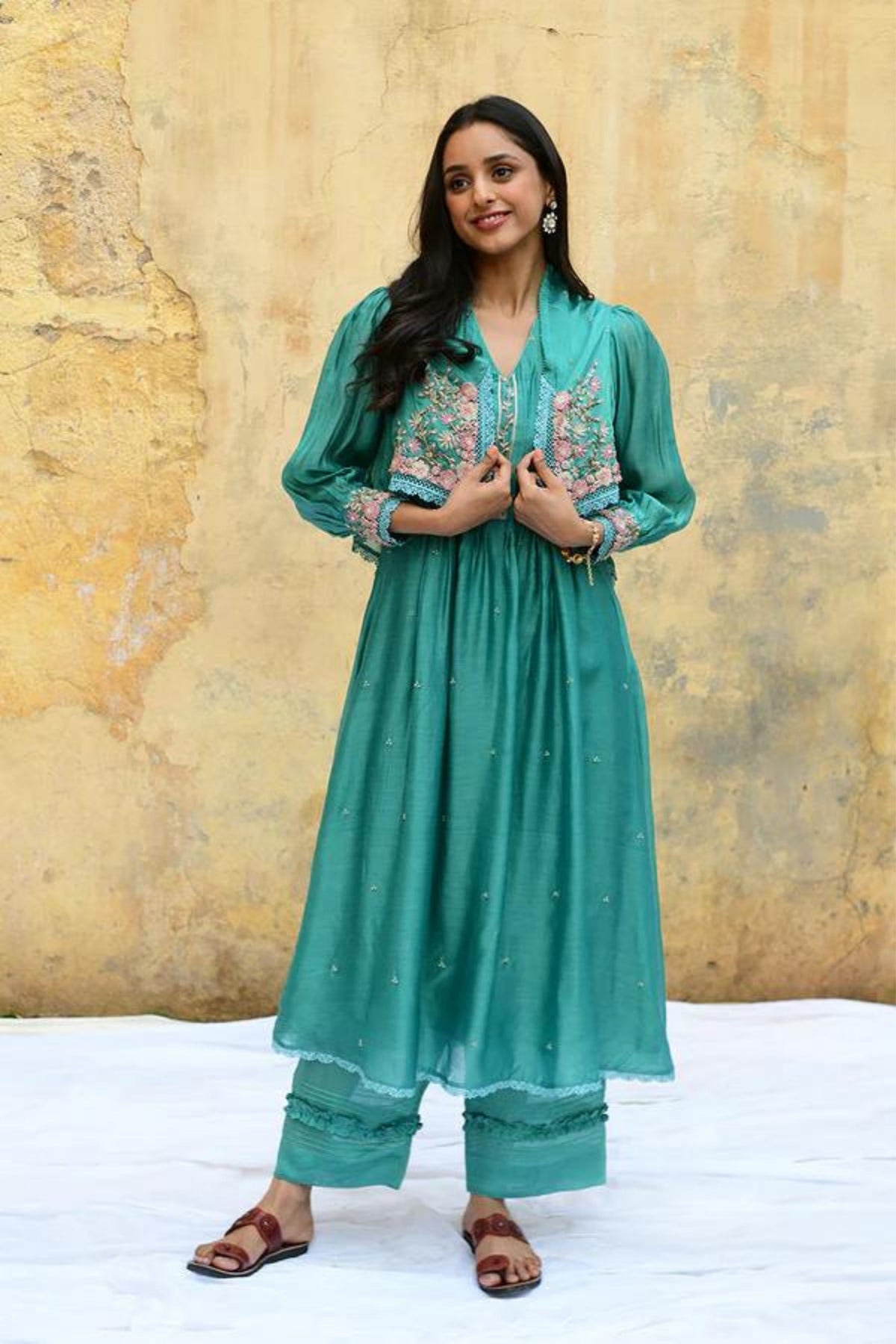 Blue Mystic Knot Jacket Kurta Set