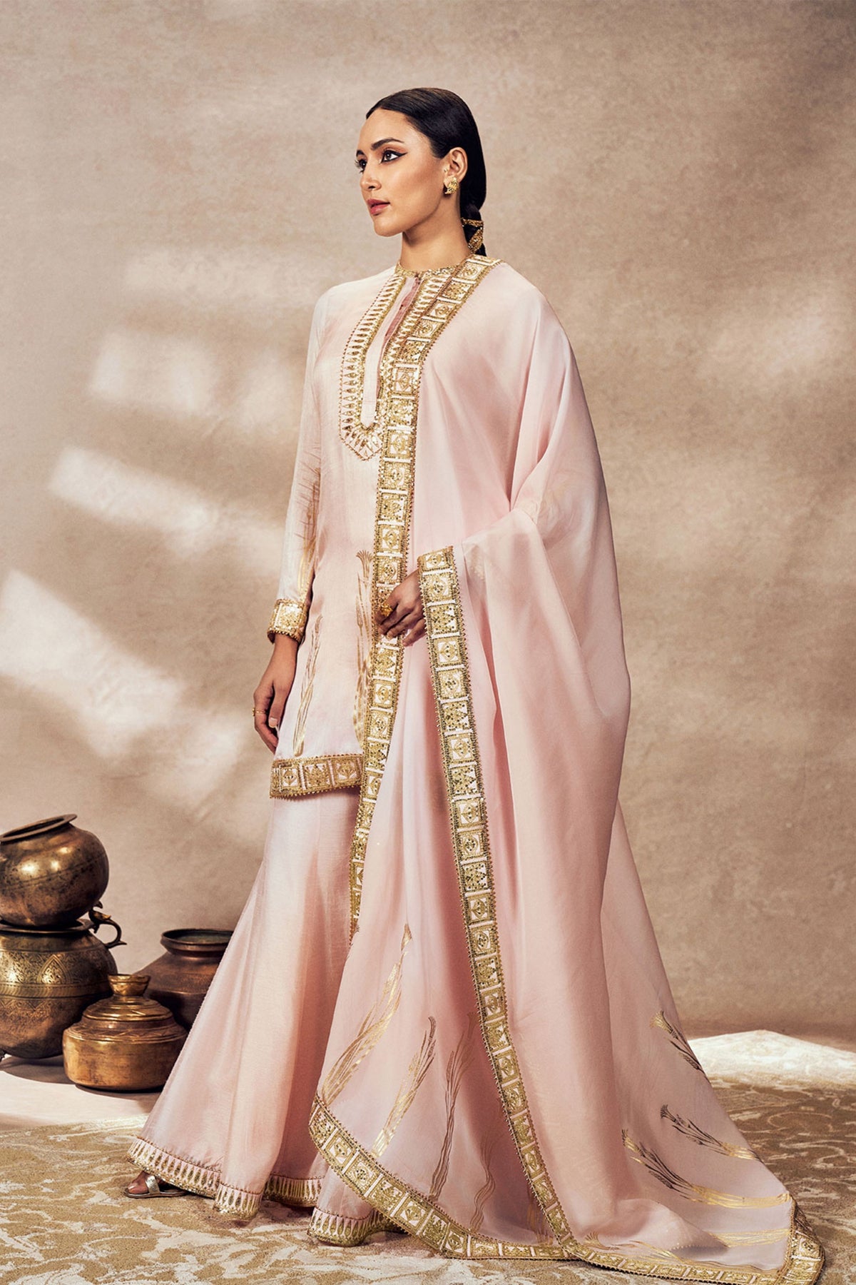 Pink Whispering Lily Sharara Set