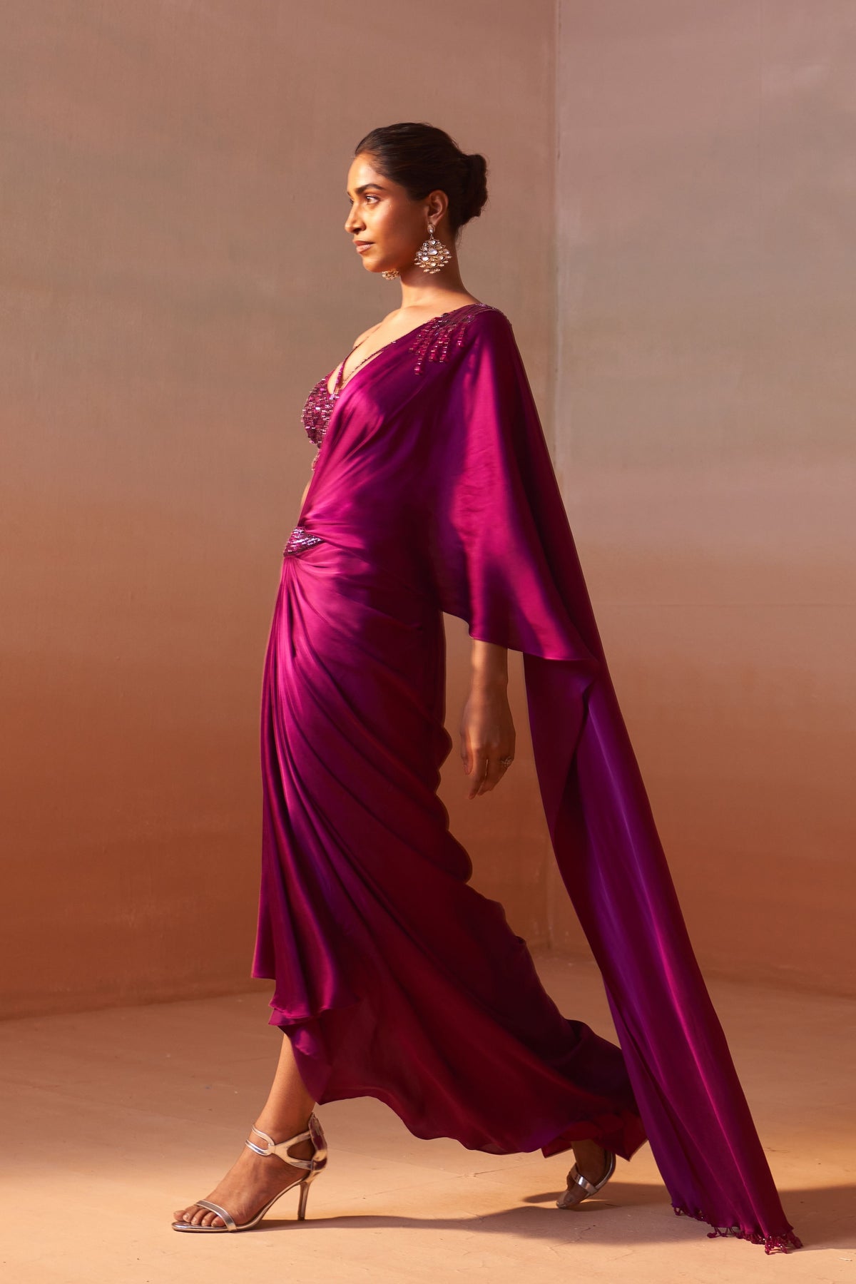 Purple Draped Saree