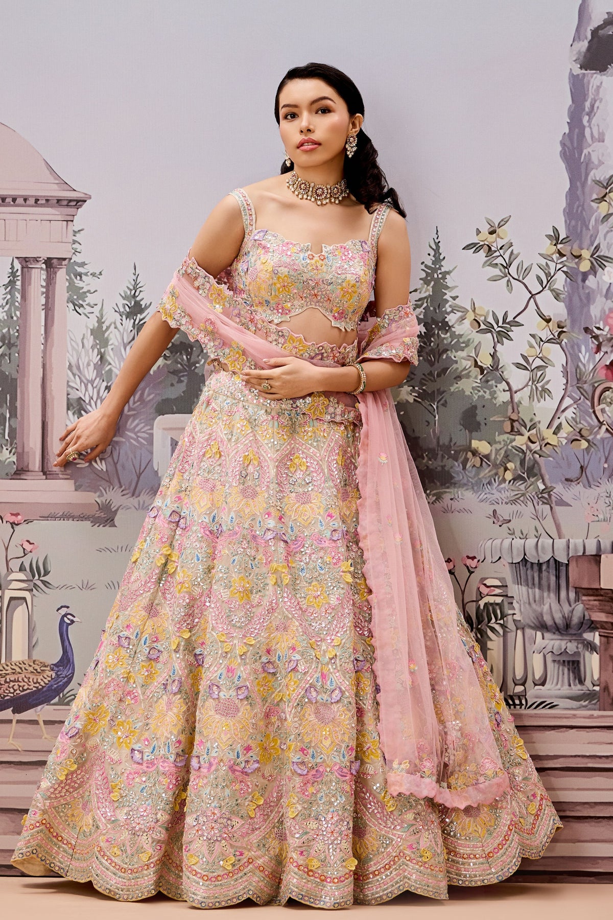 Mbb White Bird Lehenga  Set