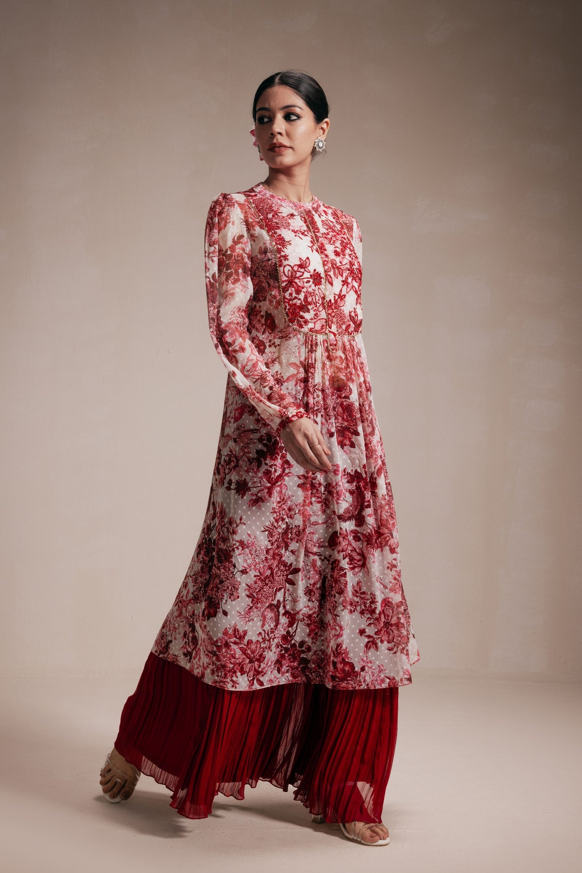 Maroon Embroidered Sharara Set