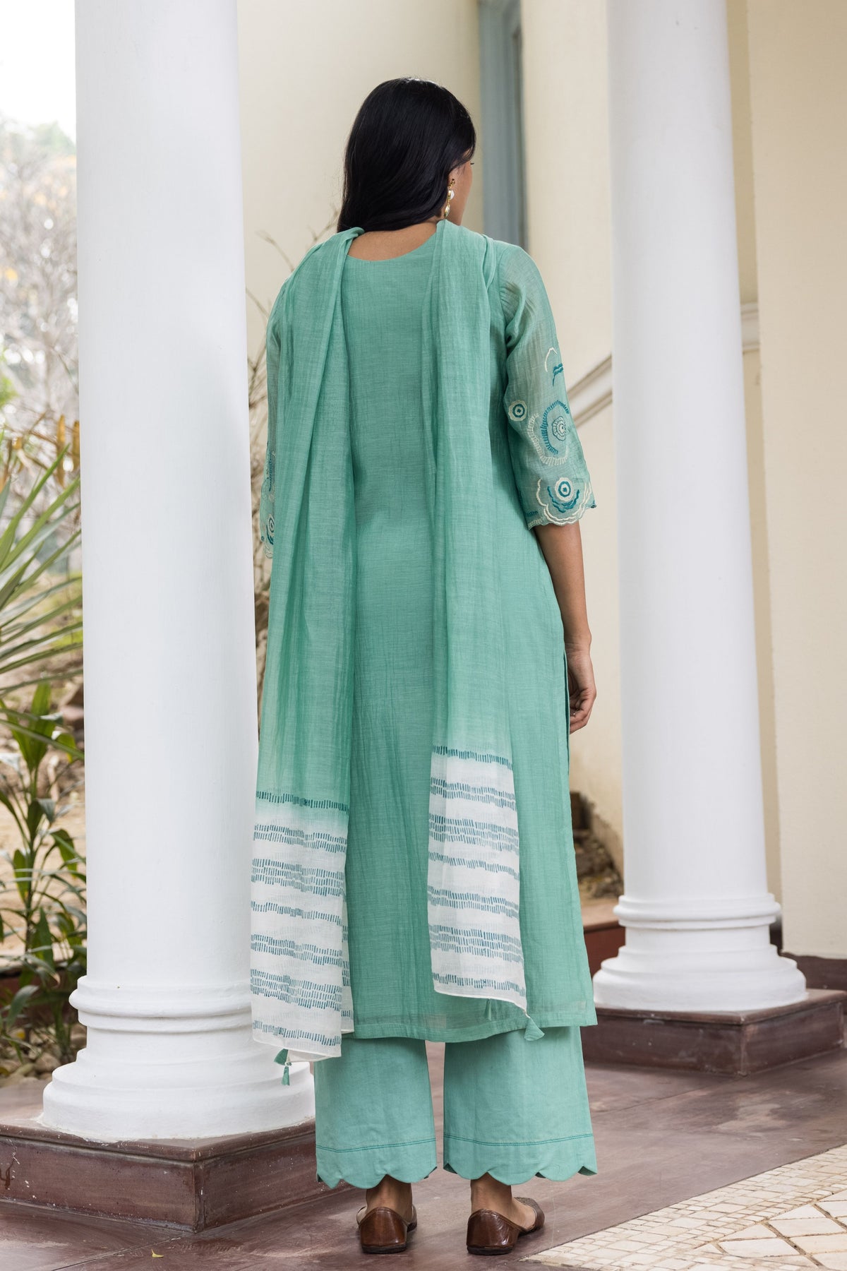 Mint Embroidered Kurta Set