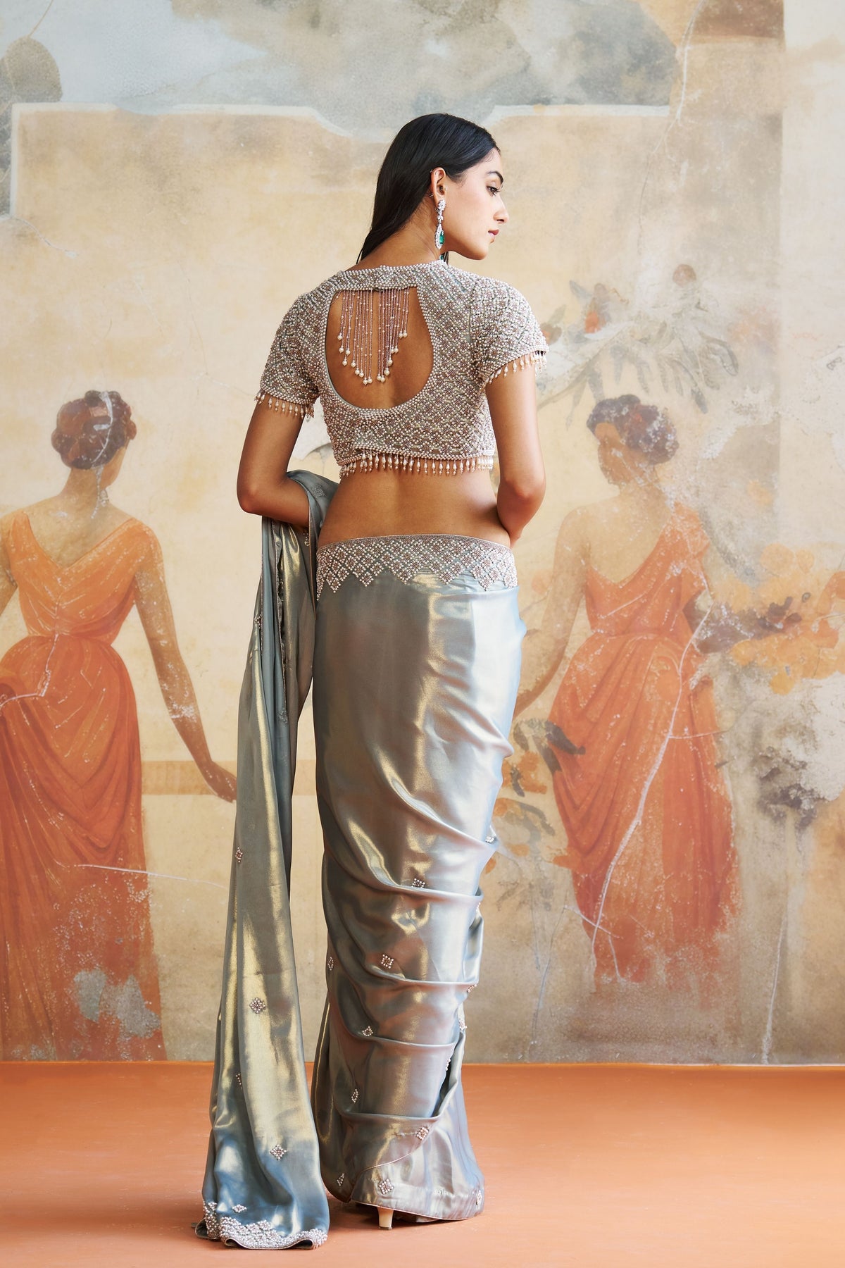 Pearl Foil Texture Saree Set