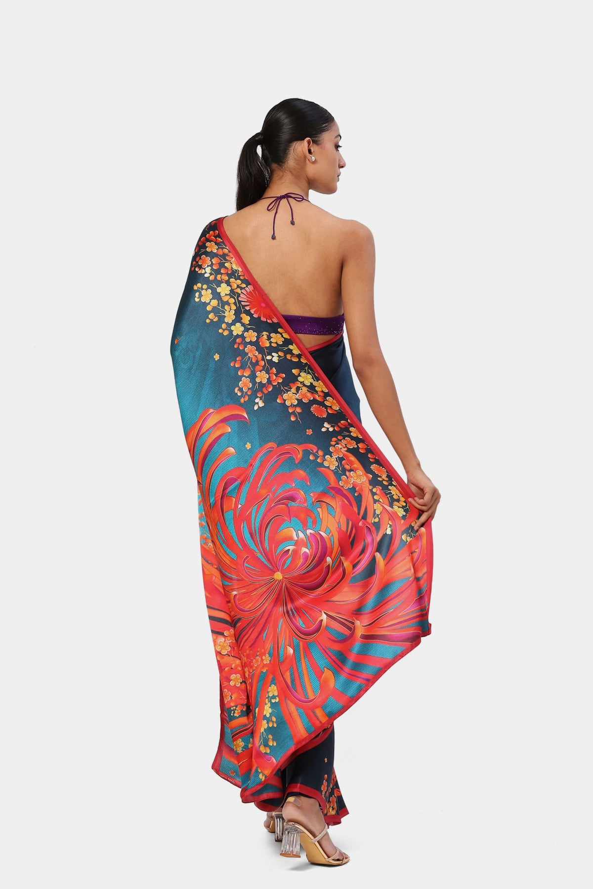 The Blue Printed Breach Candy Saree