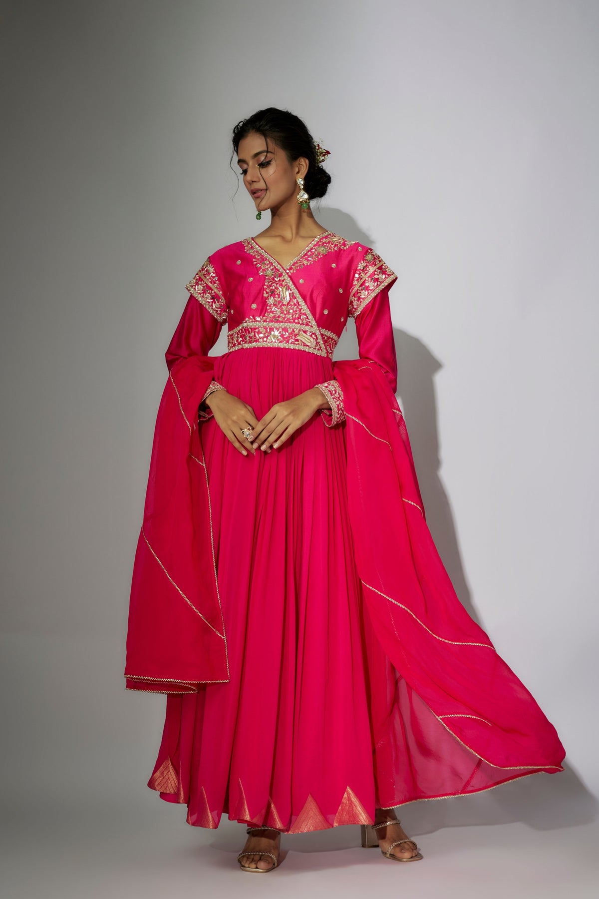 Pink Embroidered Anarkali Set