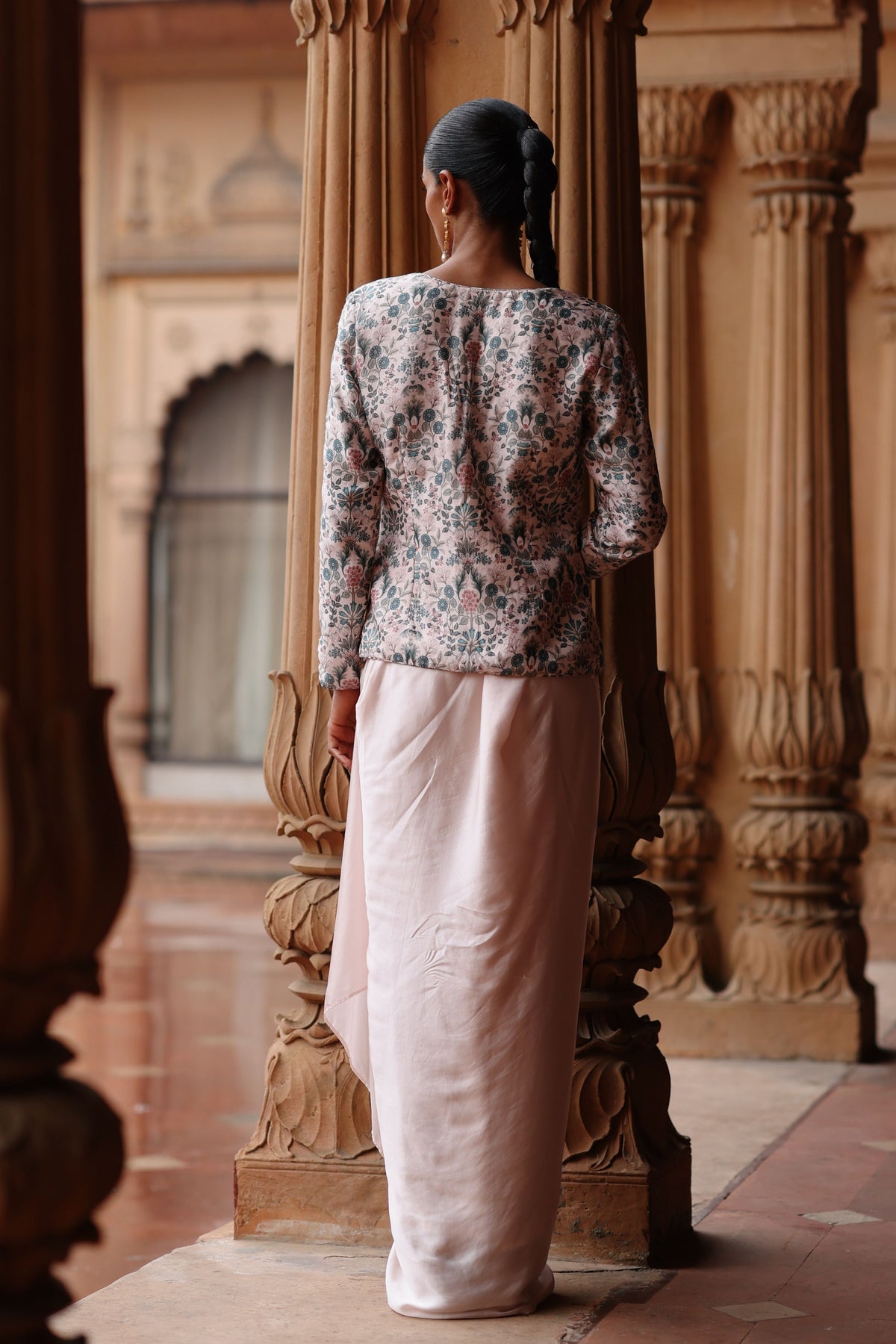 Pink  Jacket and Drape Skirt