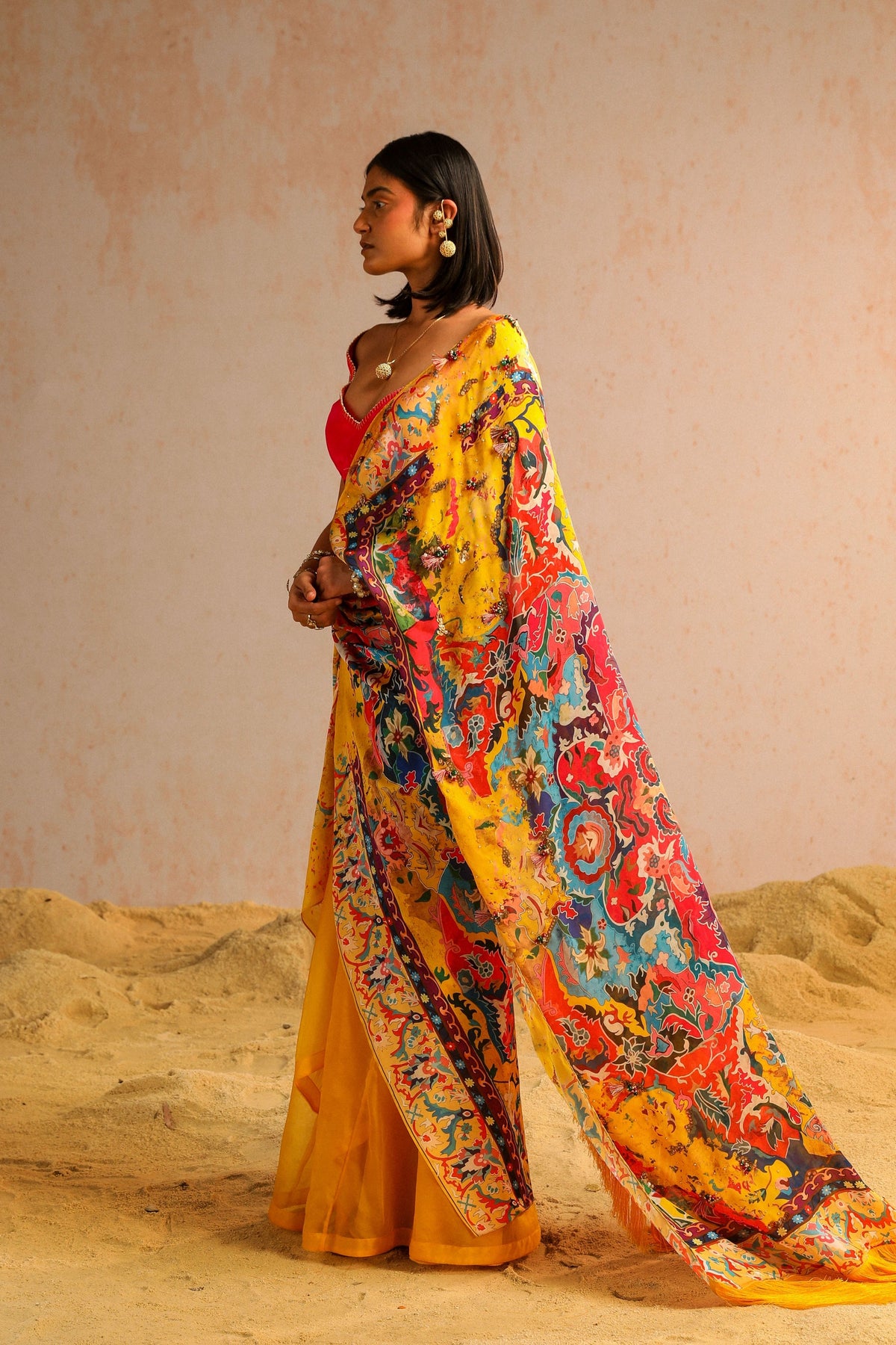 Yellow Draped Saree