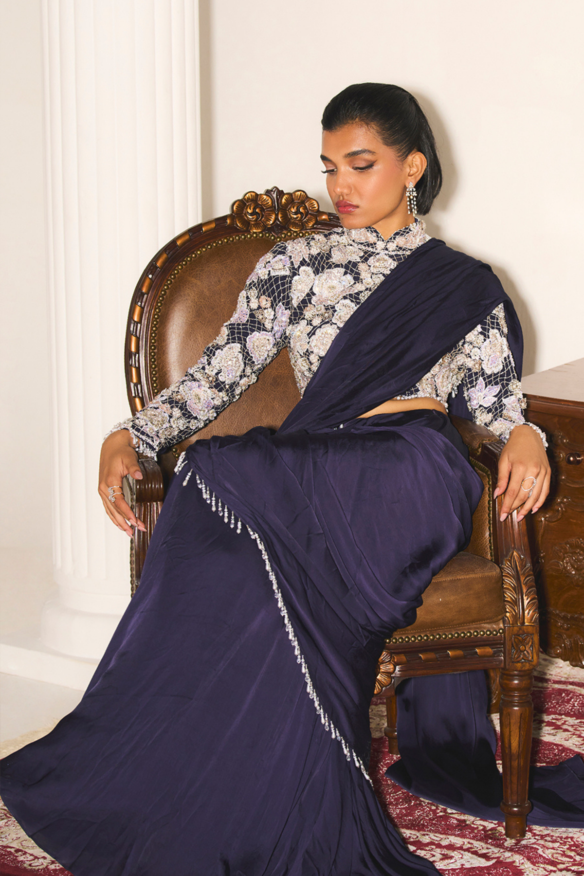 Mystic Navy Blue Saree Set